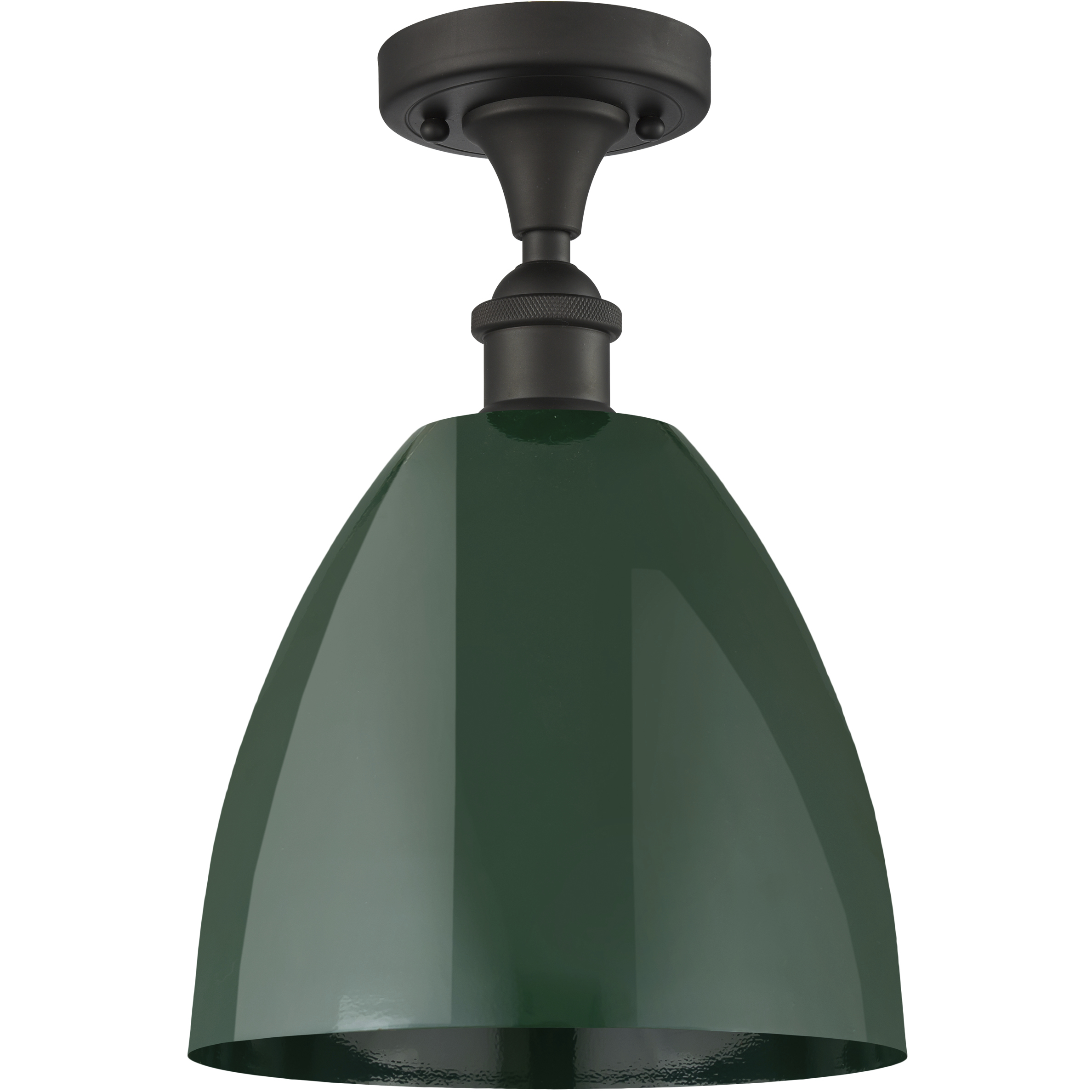 Edison Plymouth Dome 1 Light 9 inch Oil Rubbed Bronze Semi-Flush Mount Ceiling Light in Green