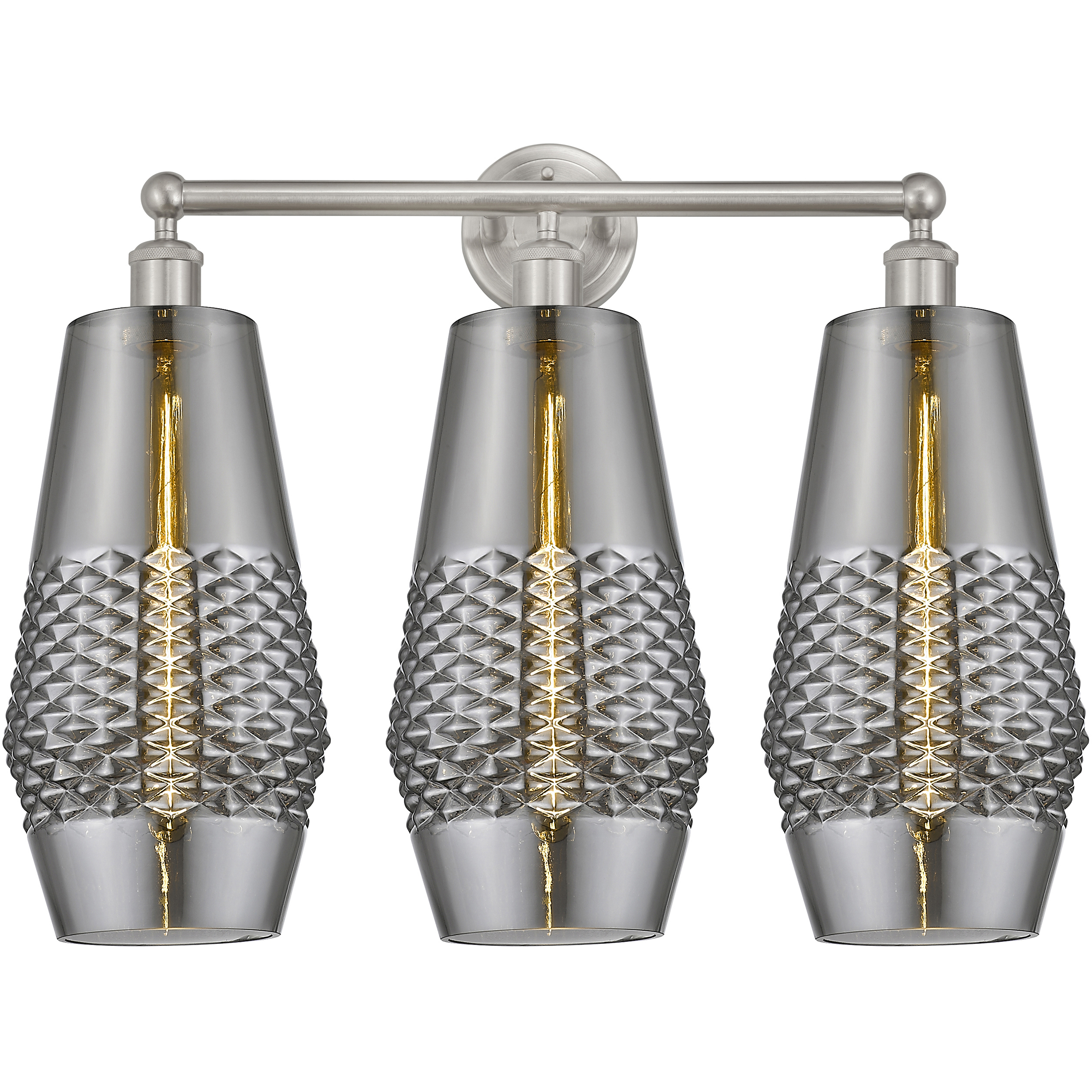 Windham 3 Light 25 inch Brushed Satin Nickel Bath Vanity Light Wall Light in Smoked Glass