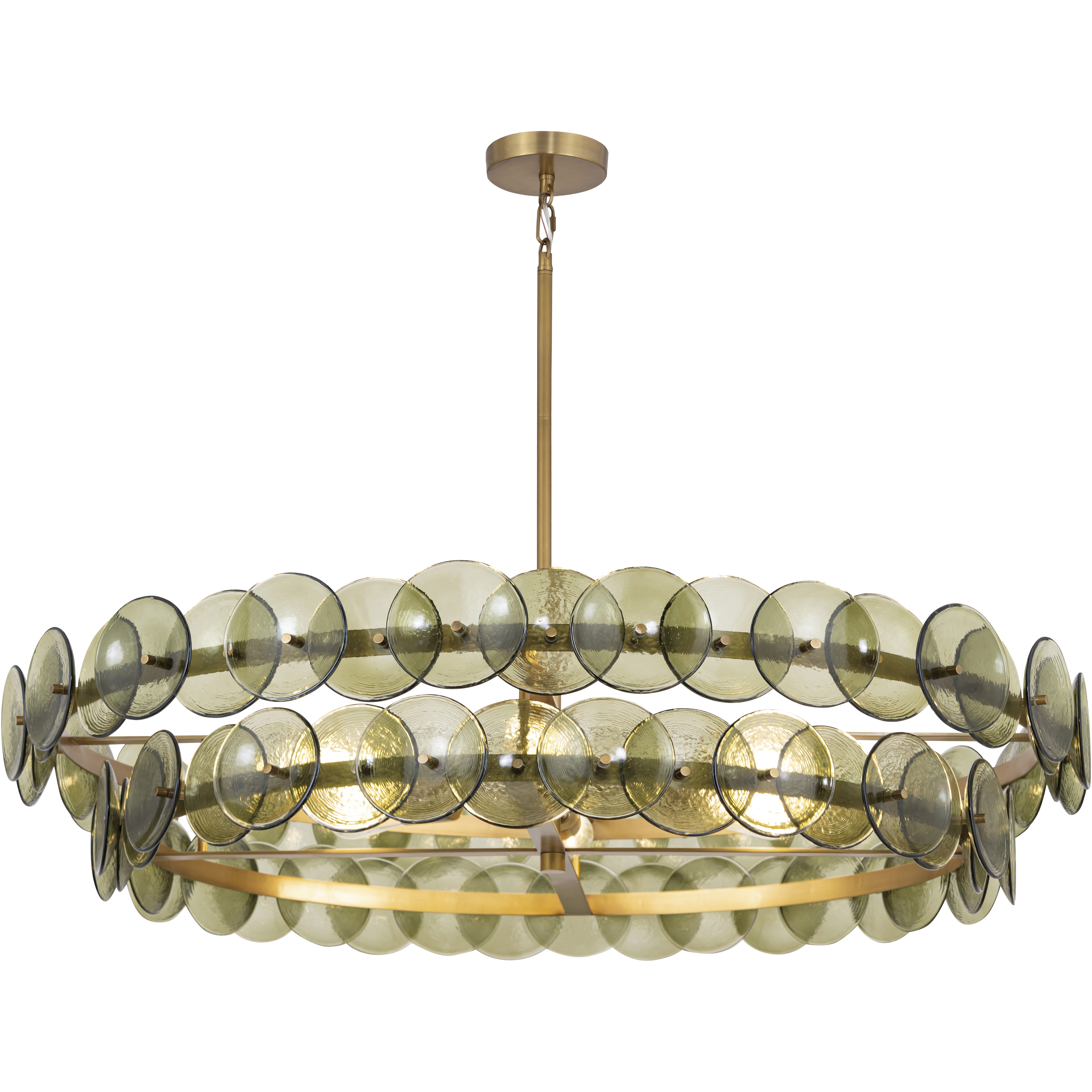 Loren 8 Light 42 inch Weathered Brass Multi-Tier Chandelier Ceiling Light in Green Vintage