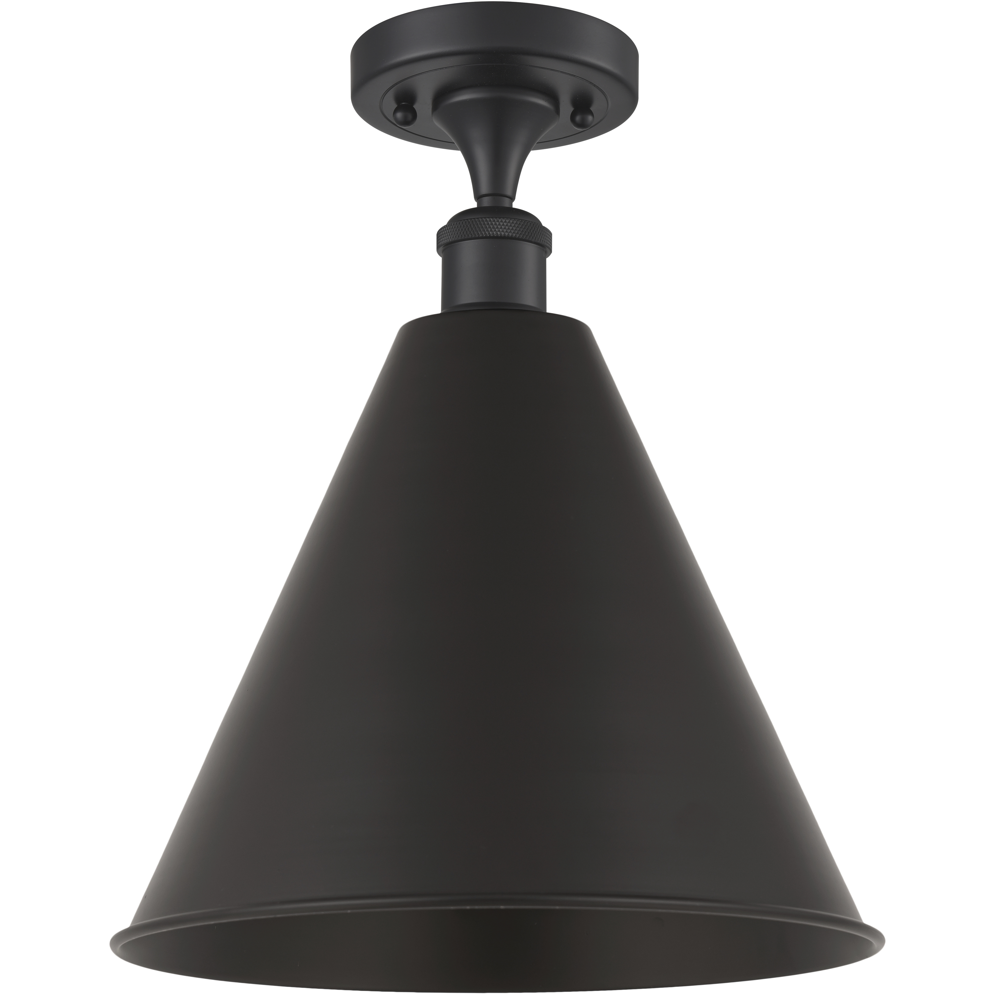 Edison Cone 1 Light 16 inch Matte Black Semi-Flush Mount Ceiling Light