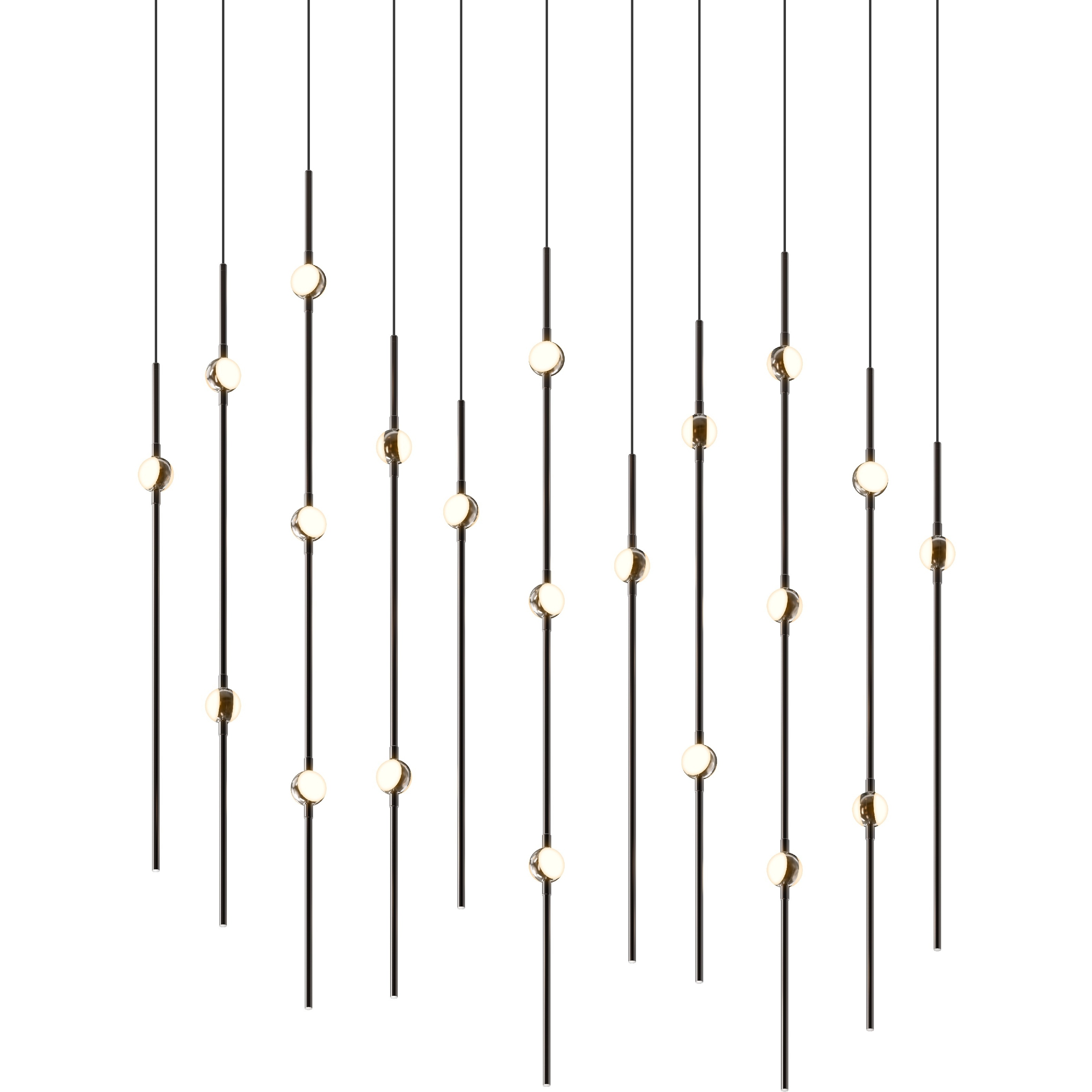 Constellation Aries LED 35.5 inch Espresso Black Pendant Ceiling Light in 20 ft. Cord, 2200K, White Optical Acrylic