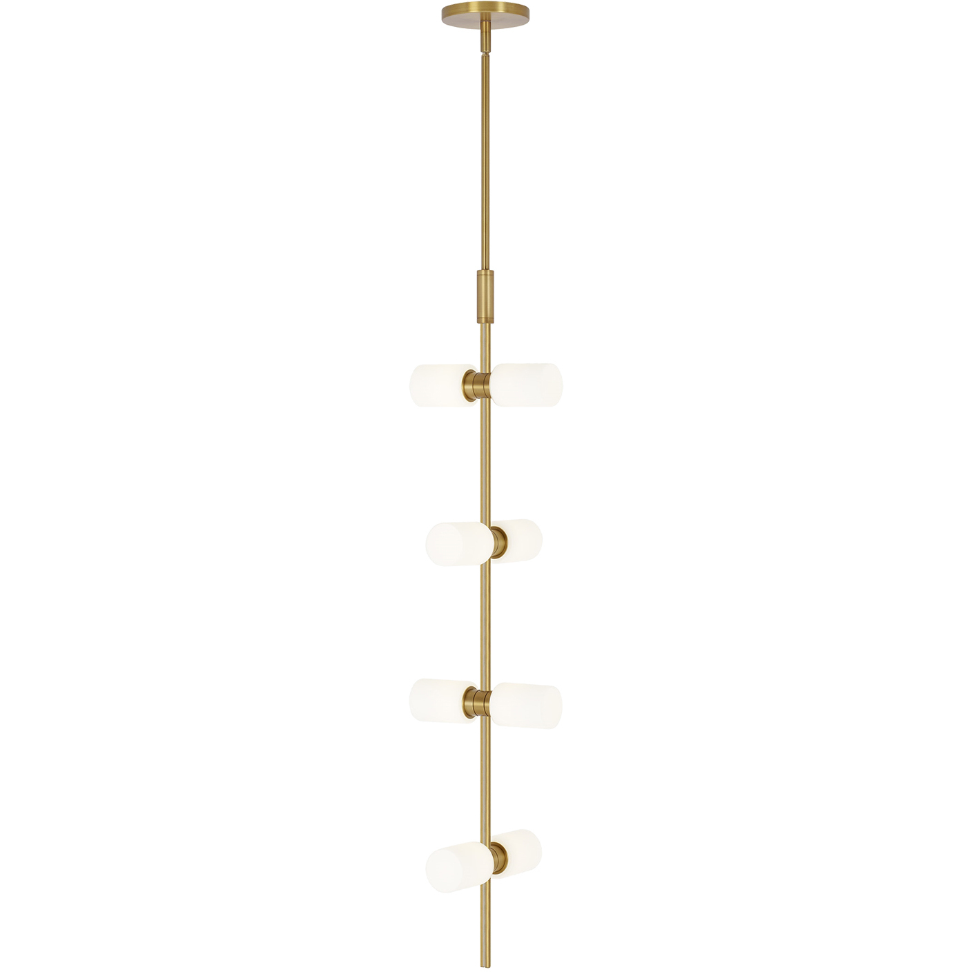Sean Lavin ModernRail LED 8.9 inch Aged Brass Pendant Ceiling Light in 24V Remote Canopy, Glass Cylinders, Integrated LED