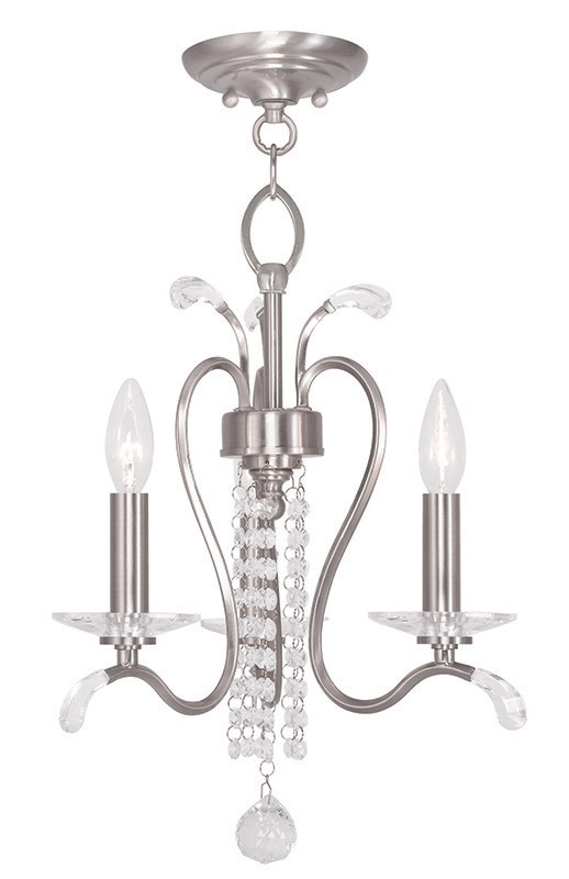 Serafina 3 Light 16.5 inch Brushed Nickel Convertible Mini Chandelier/Ceiling Mount Ceiling Light