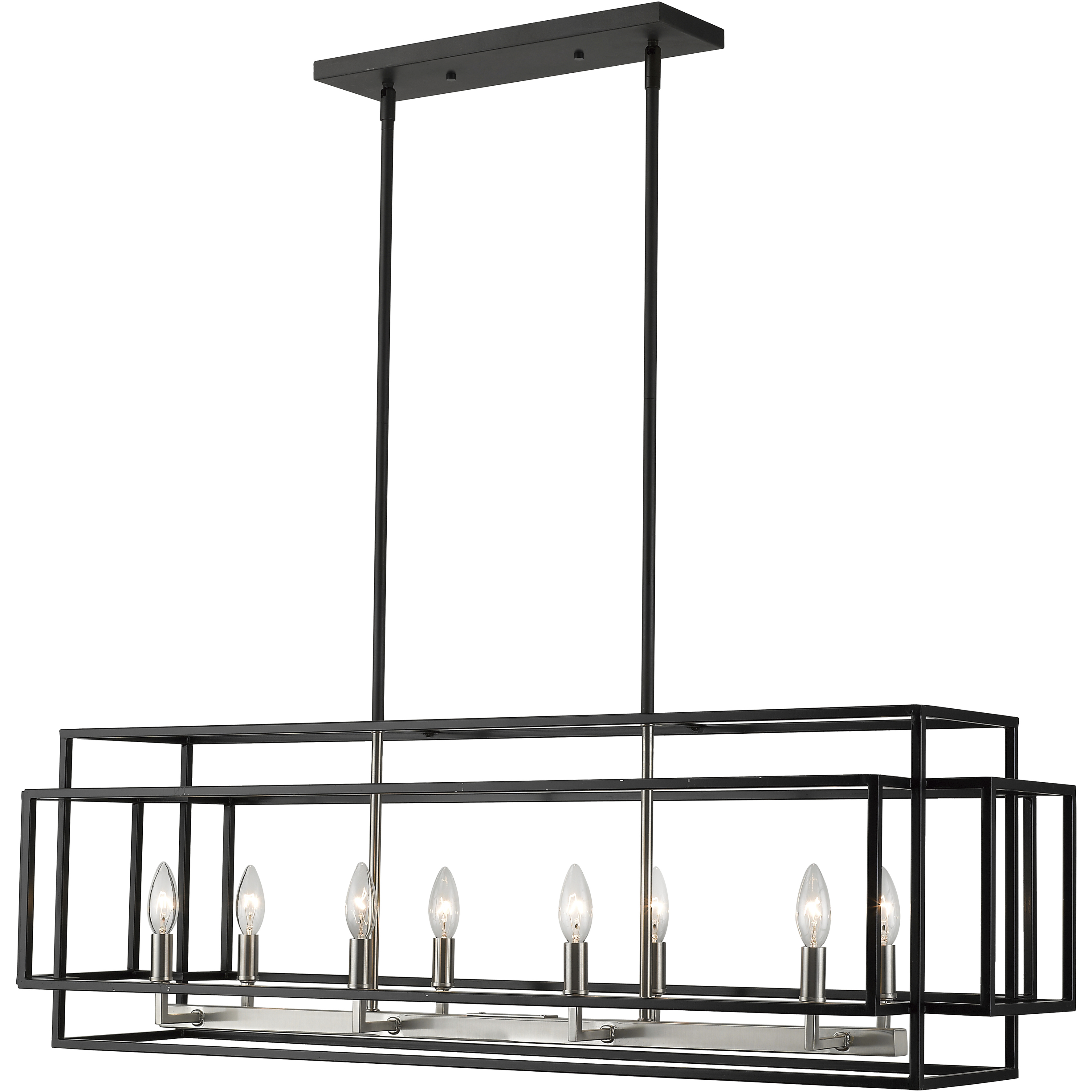 Titania 8 Light 44 inch Black and Brushed Nickel Linear Chandelier Ceiling Light