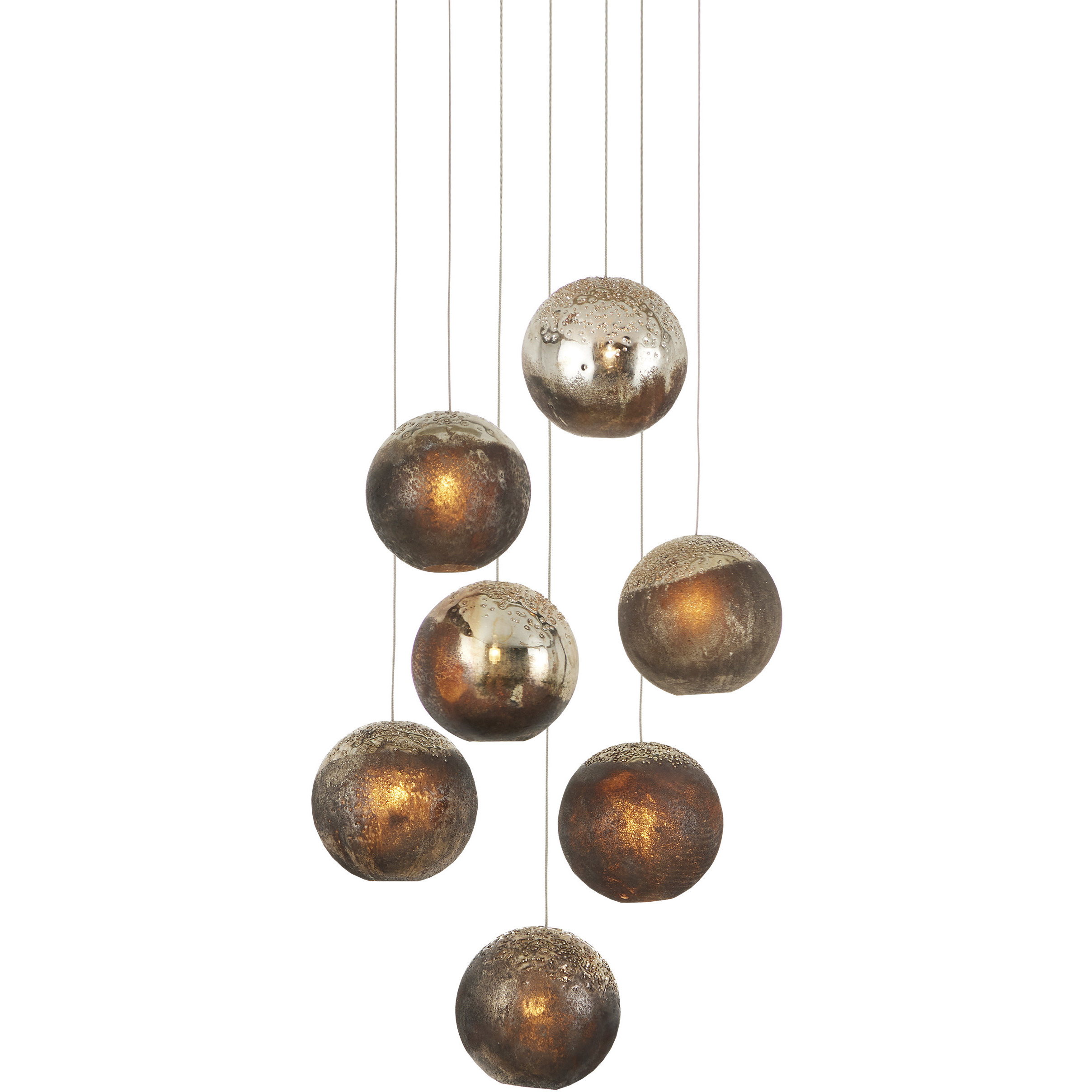 Pathos 7 Light 16 inch Antique Silver Leaf Multi-Drop Pendant Ceiling Light