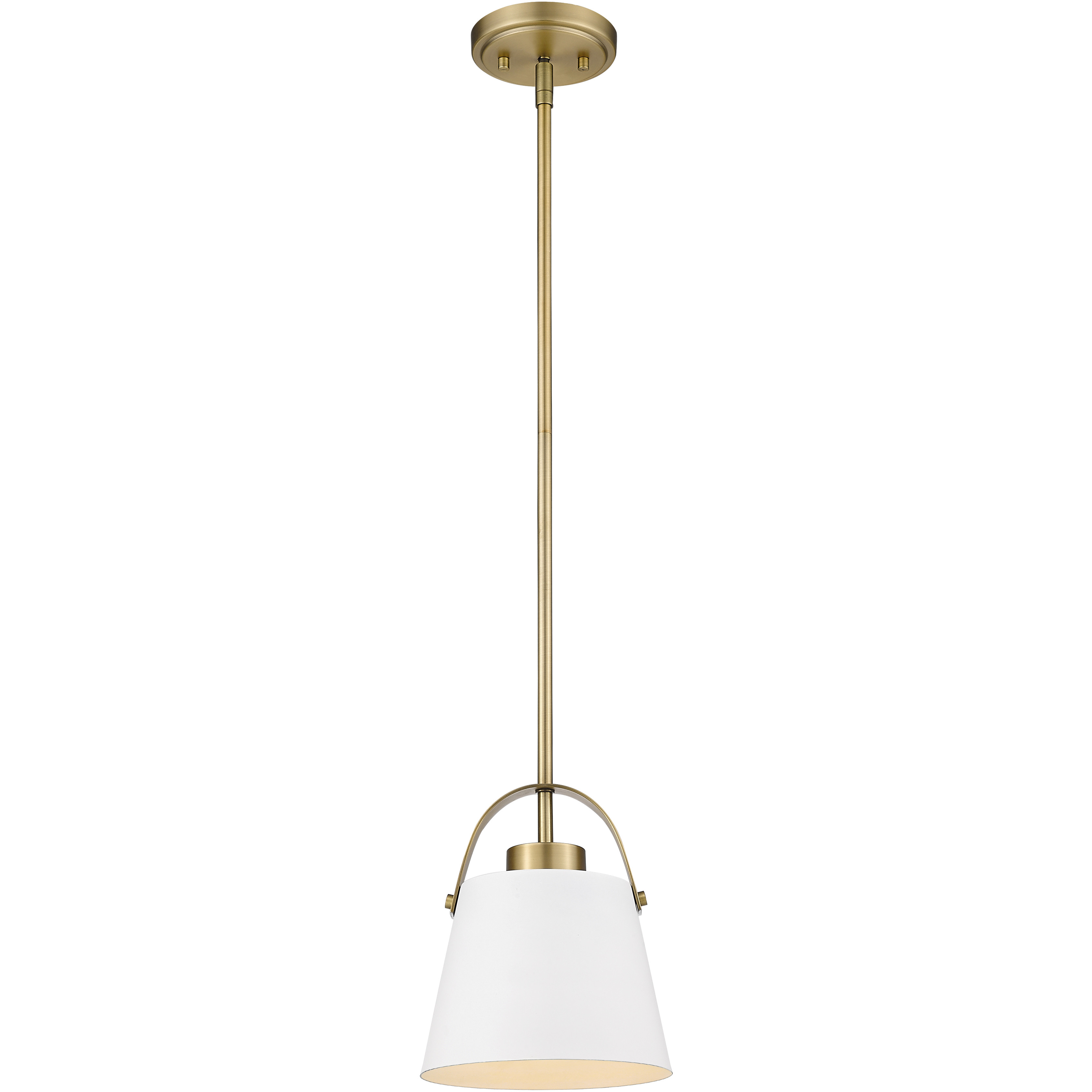Z-Studio 1 Light 8 inch Matte White and Heritage Brass Pendant Ceiling Light