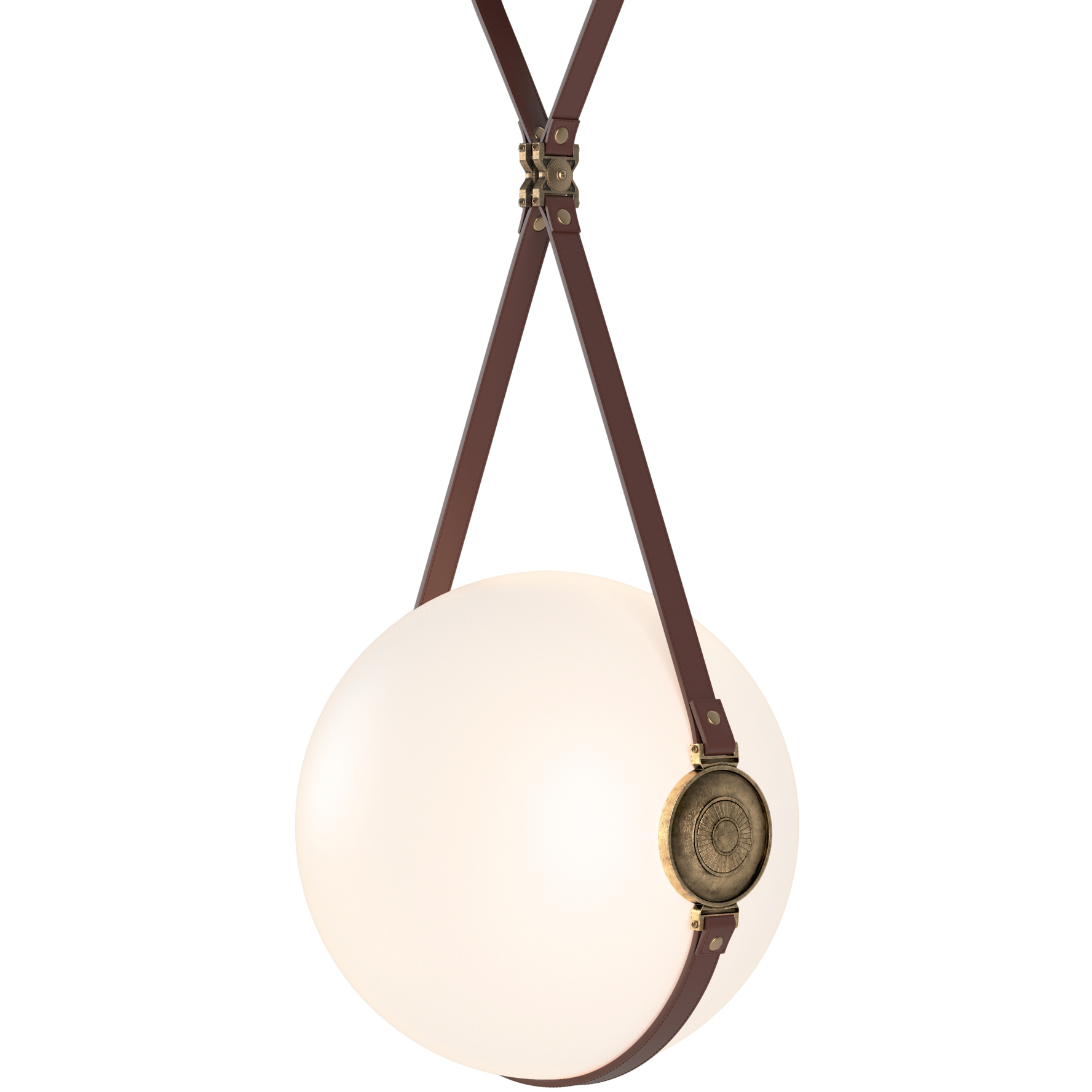 Derby LED 14.9 inch Black with Antique Brass Pendant Ceiling Light in Leather British Brown/Non-Branded Plate, Black/Antique Brass, Long