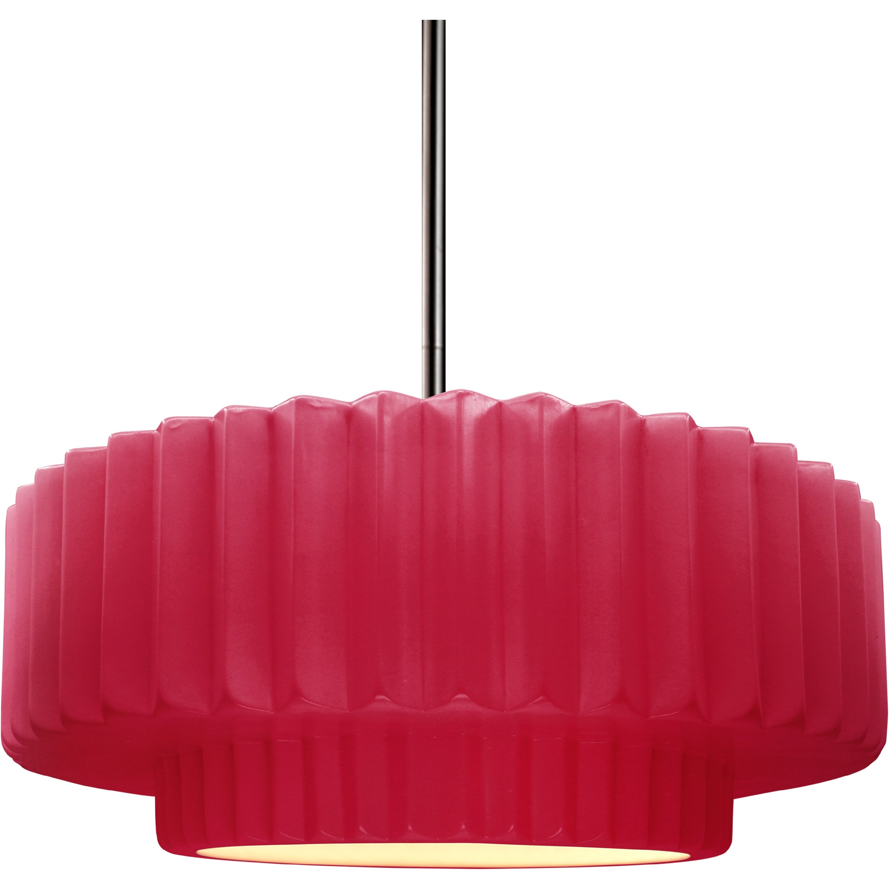Radiance Collection - Pleated Tier Pendant Ceiling Light in Brushed Nickel, Black Cord, Replaceable Bulb, Cerise, 14.5W x 5.25H, Form+Finish+Function