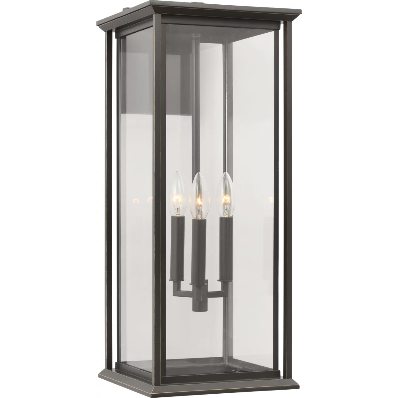 Audley 3 Light 24 inch Antique Bronze Outdoor Wall Lantern in Clear Glass, Extra Large