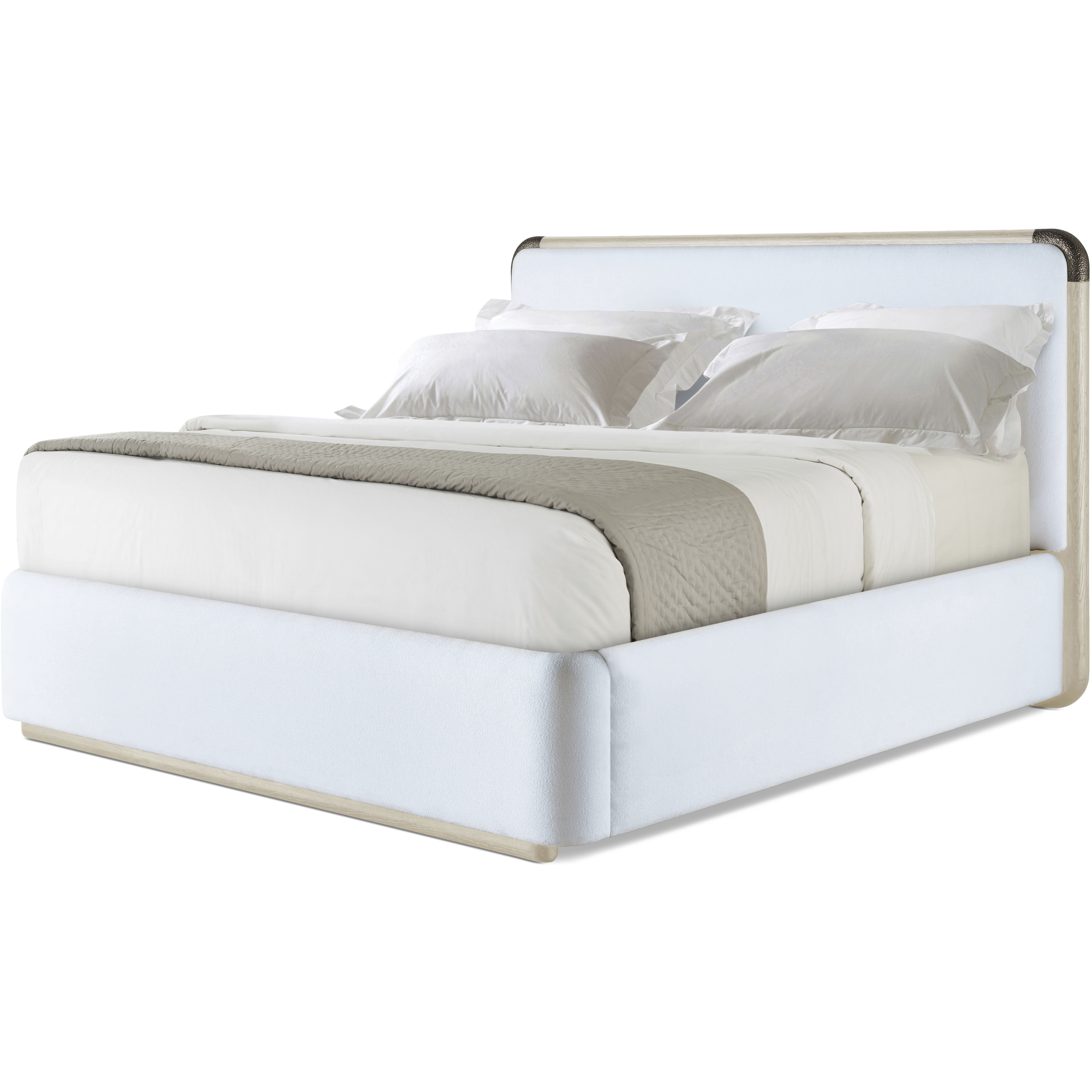 Luna Cascade US Queen Bed, Wooden, Upholstered