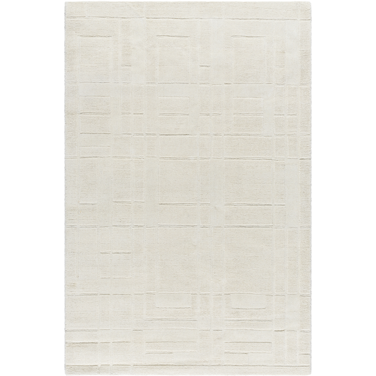 Luxuries 90 X 60 inch Light Silver Handmade Rug in 5 x 7.5