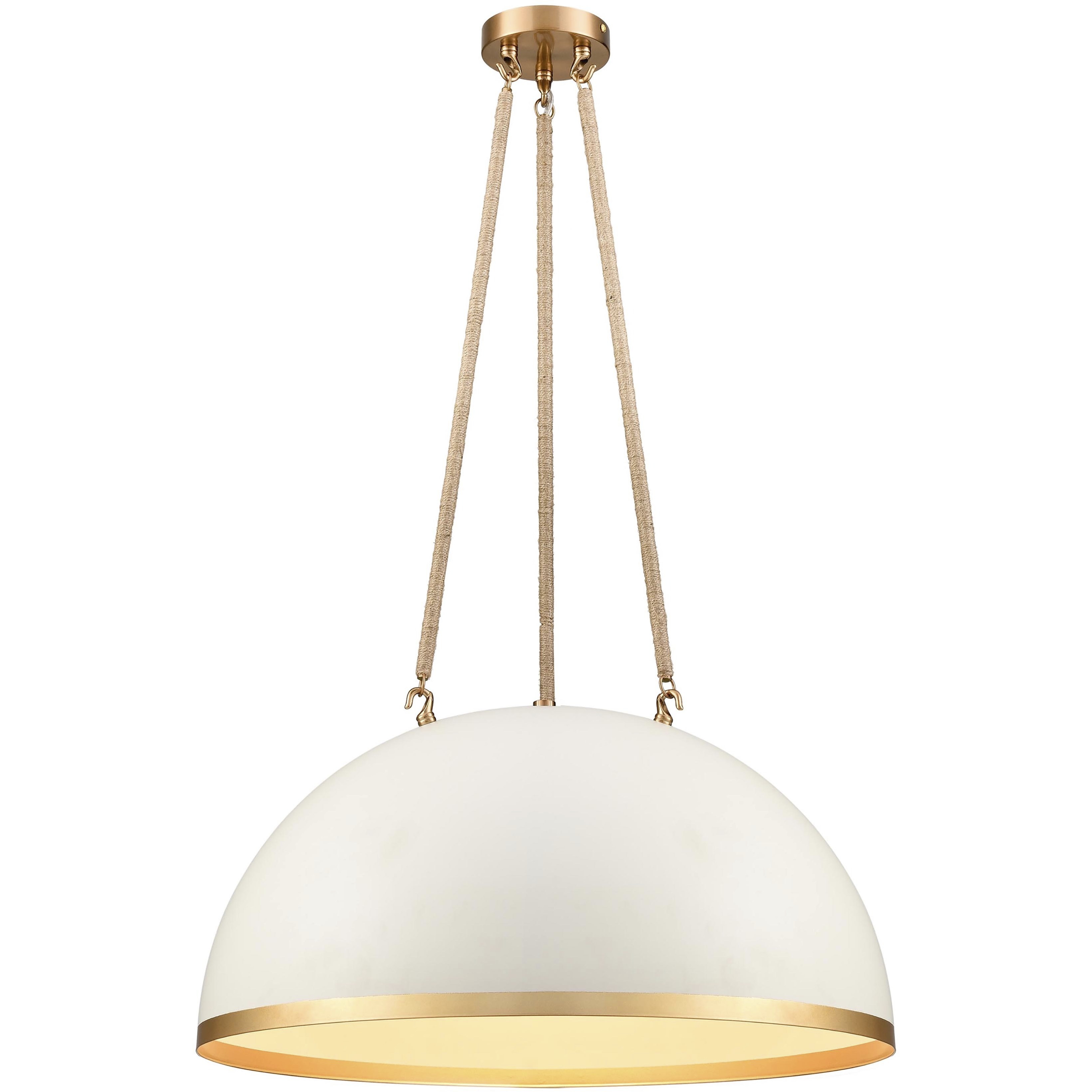 Downington 4 Light 23.5 inch Satin Brass with Matte White Pendant Ceiling Light