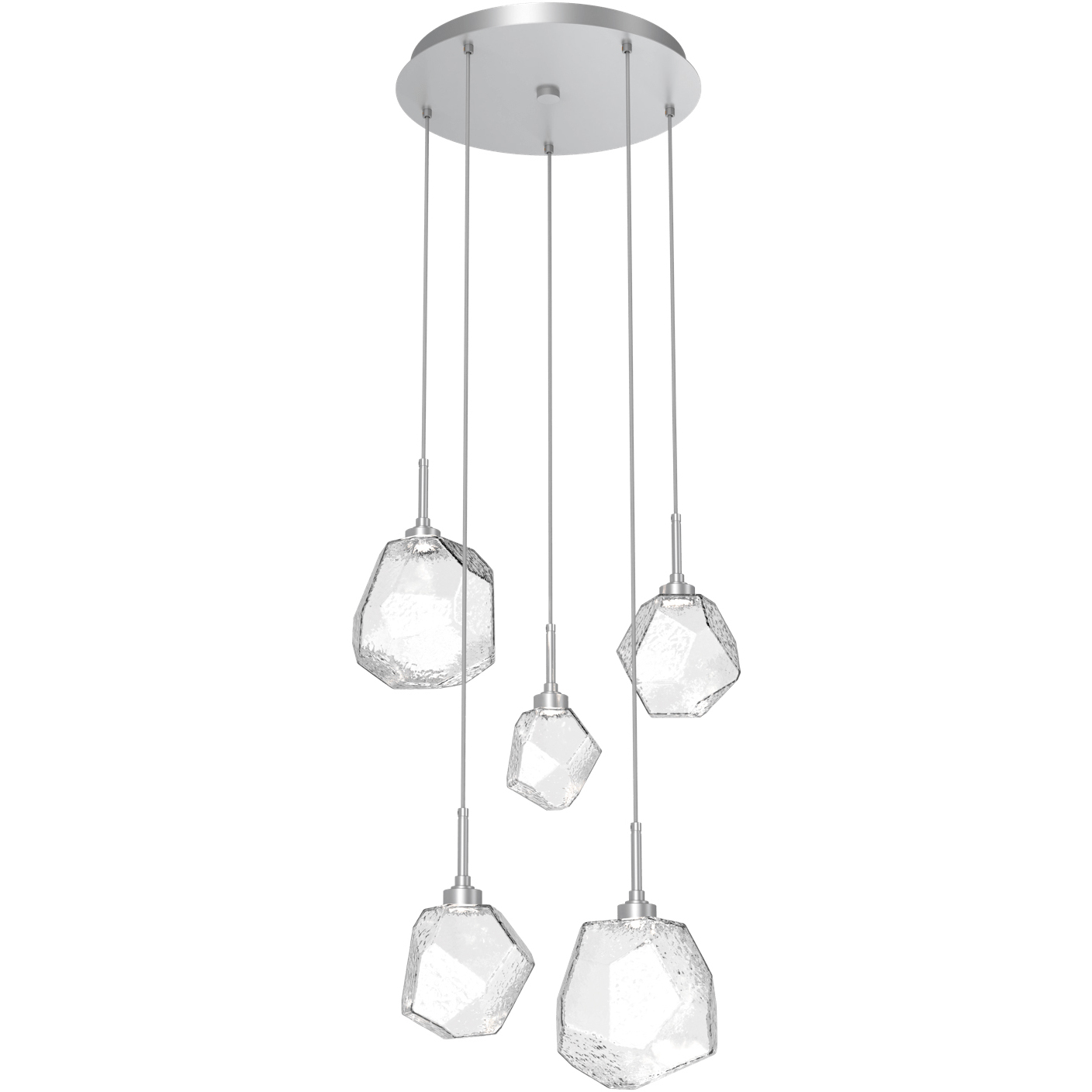 Gem LED 22 inch Classic Silver Chandelier Ceiling Light in Clear, 2700K LED, Round Multi-Port