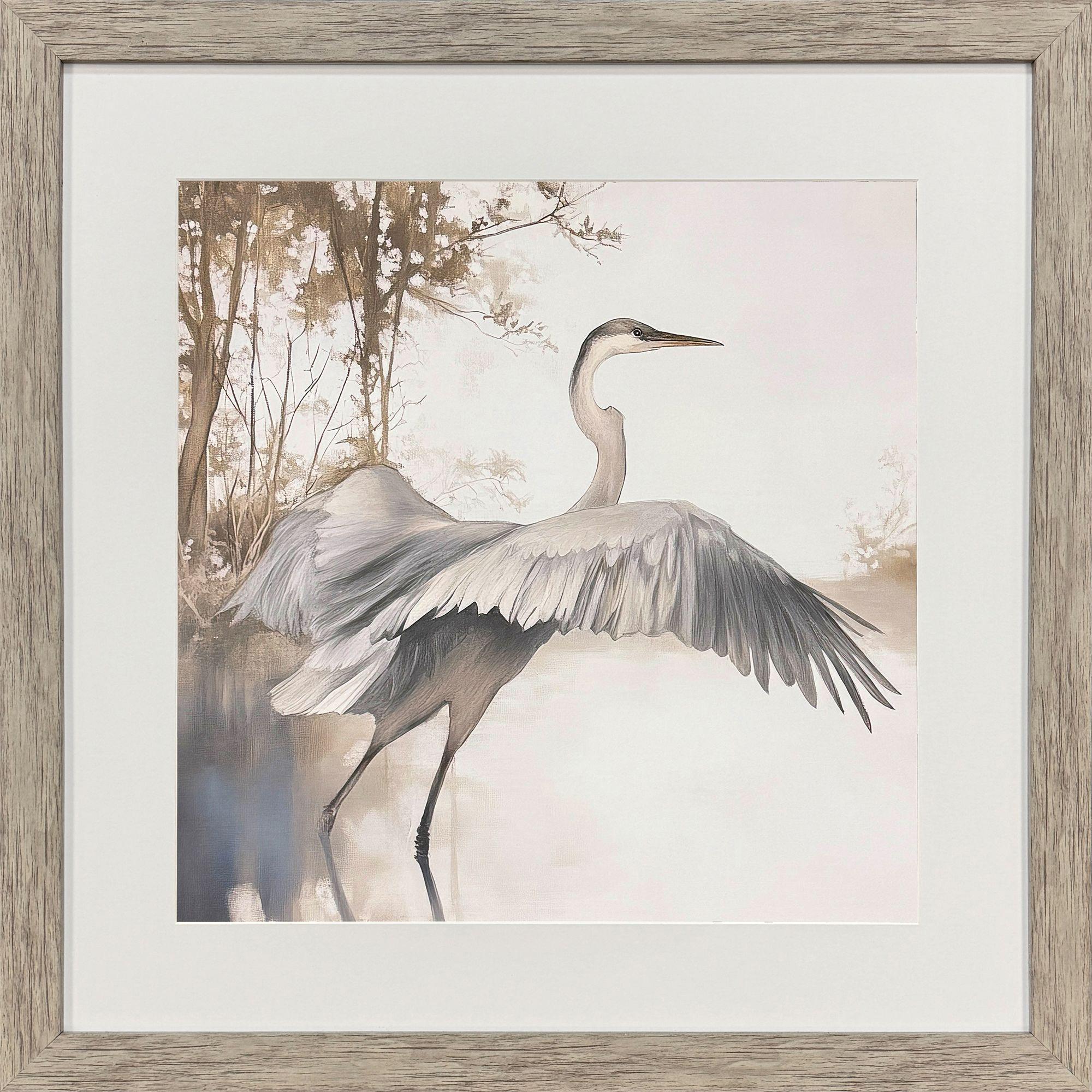Feathers on Water I Blue and Gray and Beige Framed Art, Propac