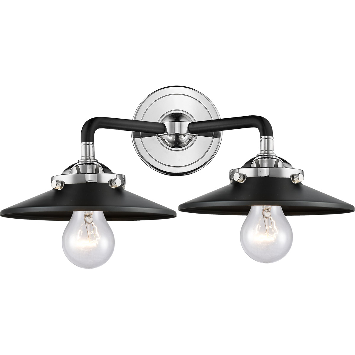 Nouveau Railroad 2 Light 16 inch Black Polished Nickel Bath Vanity Light Wall Light in Matte Black, Nouveau