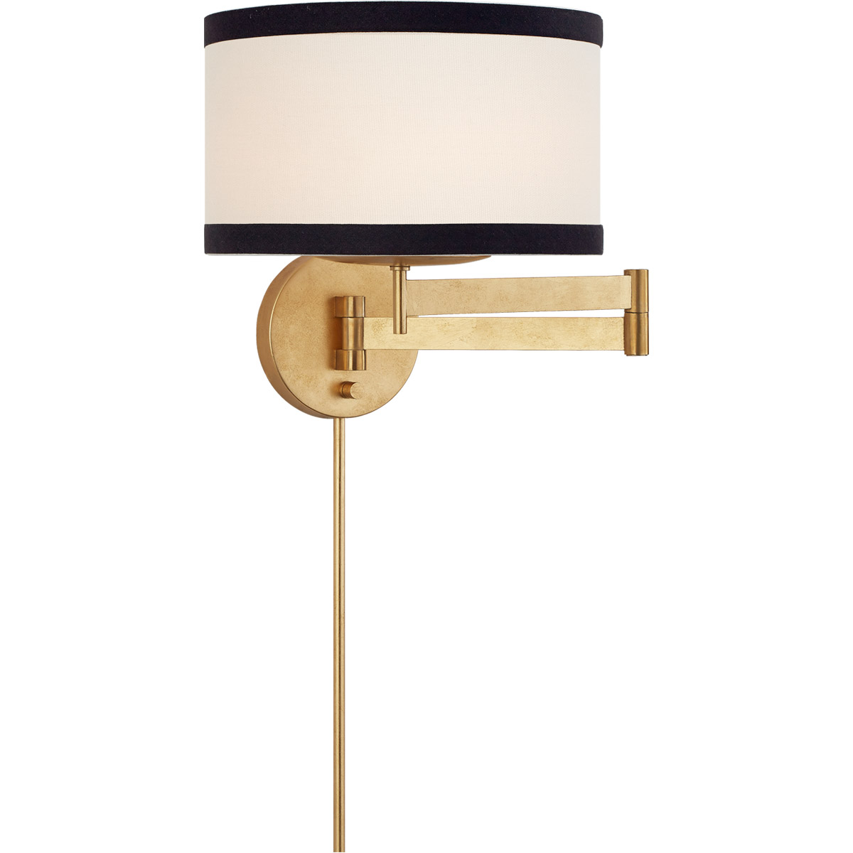 kate spade new york Walker 16 inch 60 watt Gild Swing Arm Sconce Wall Light in Cream Linen with Black Linen Trim