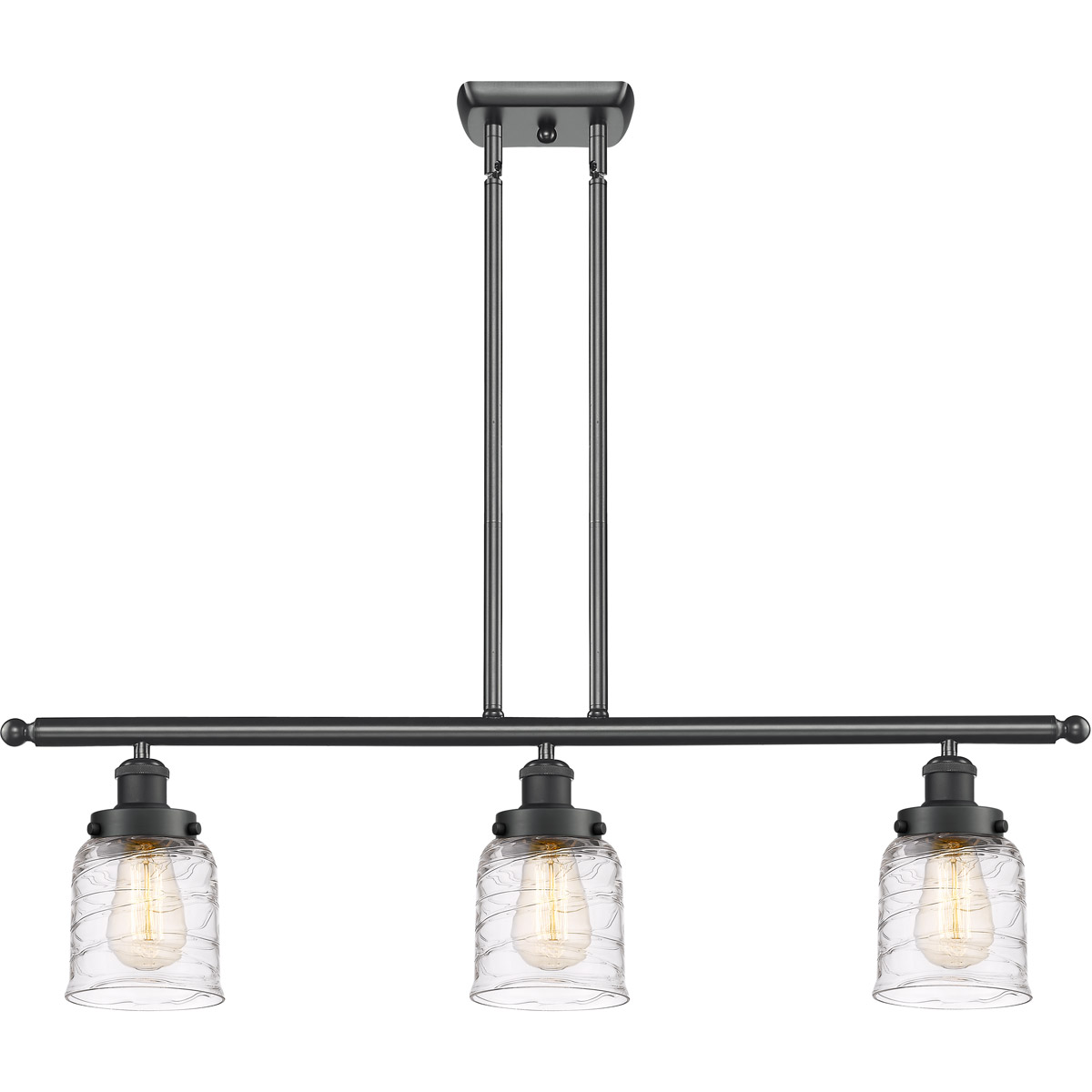 Ballston Bell 3 Light 36 inch Matte Black Island Light Ceiling Light