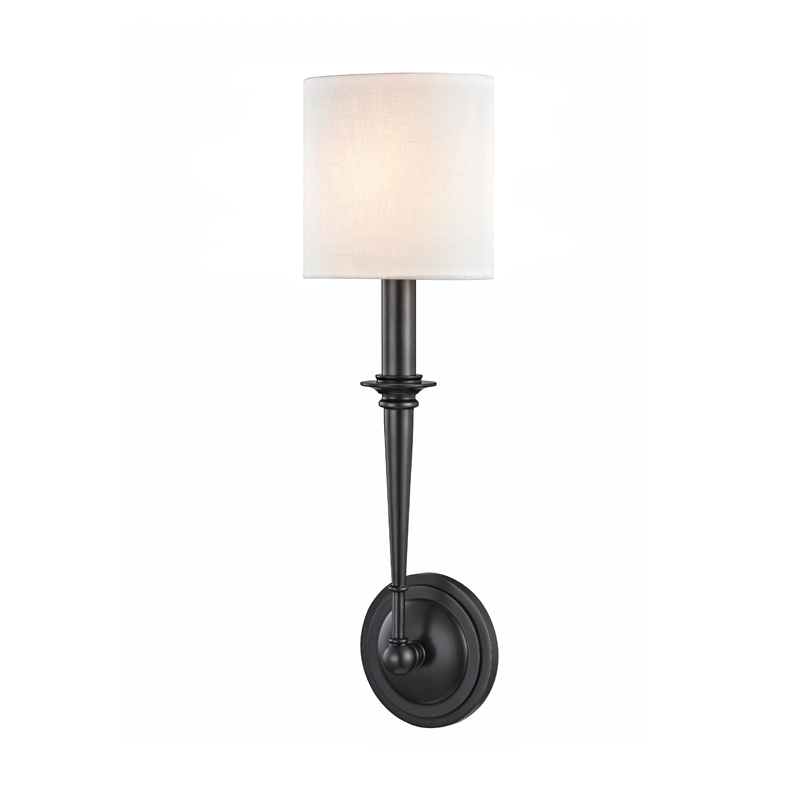 Lourdes 1 Light 5.5 inch Old Bronze ADA Wall Sconce Wall Light, Off-White Linen