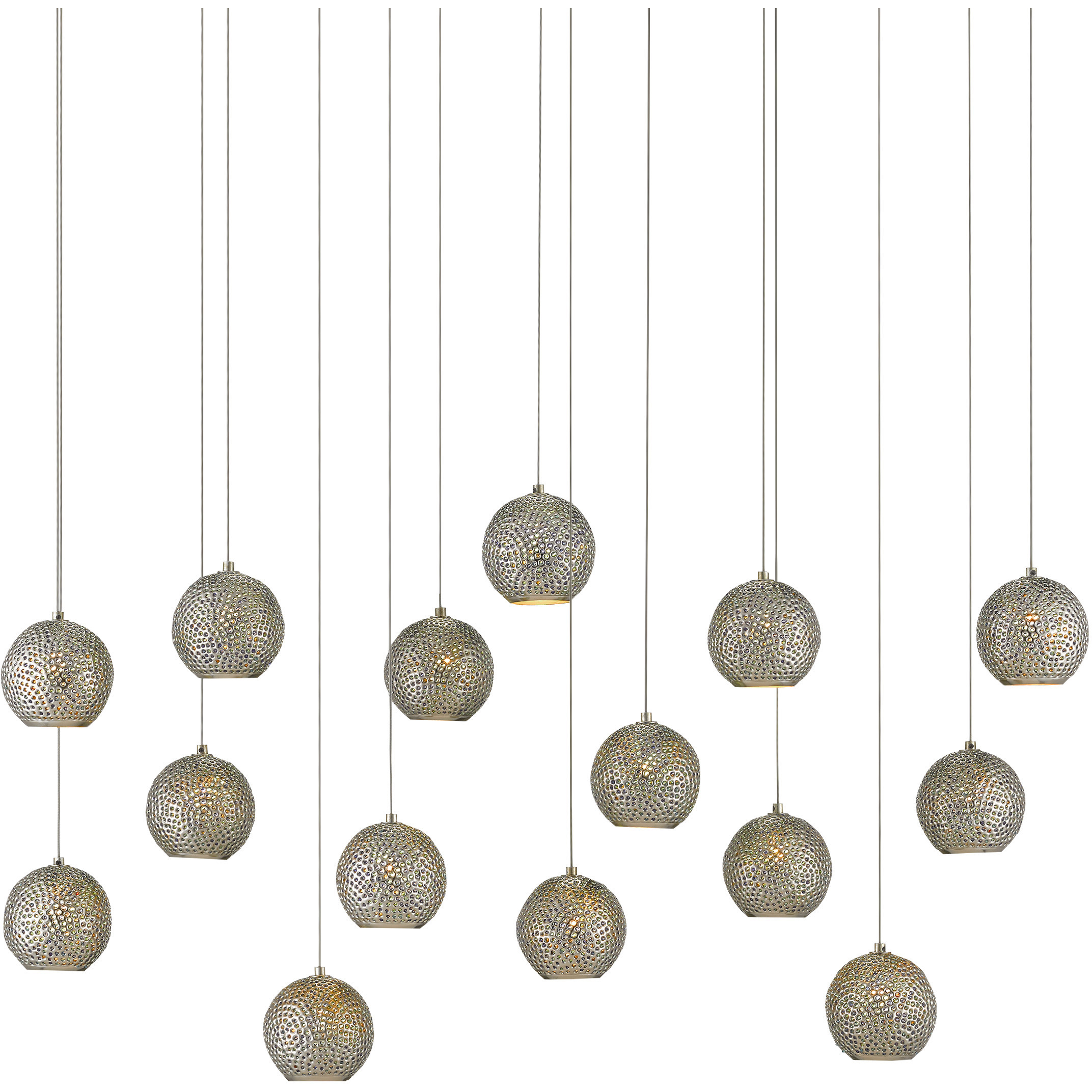Giro 15 Light 48 inch Nickel Multi-Drop Pendant Ceiling Light