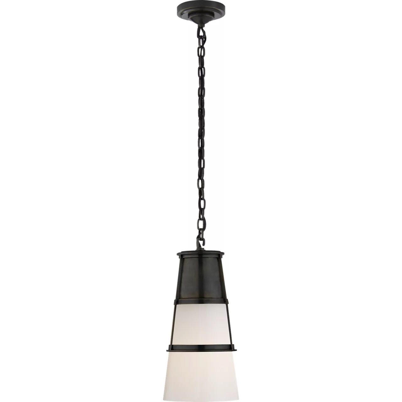 Thomas O'Brien Robinson 1 Light 7.5 inch Bronze Pendant Ceiling Light in White Glass, Medium