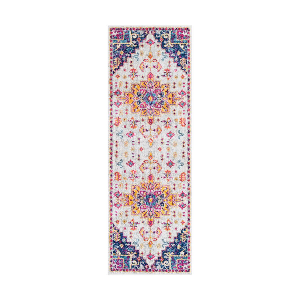 Elaziz 36 X 24 inch Dark Blue/Aqua/Saffron/Bright Orange/Bright Pink Rugs, Rectangle