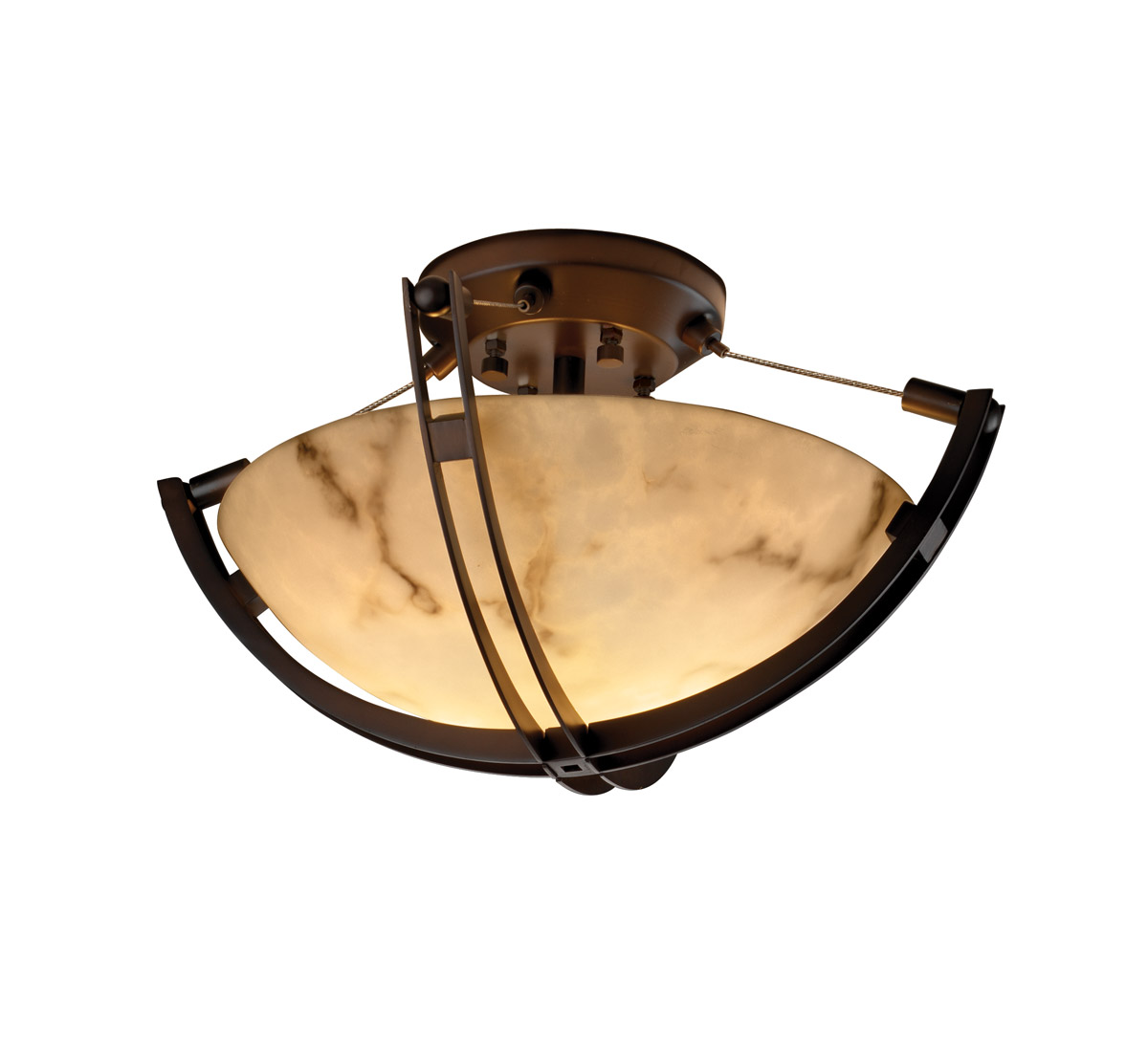 LumenAria LED 17 inch Brushed Nickel Semi-Flush Ceiling Light in Round Bowl, 2000 Lm LED