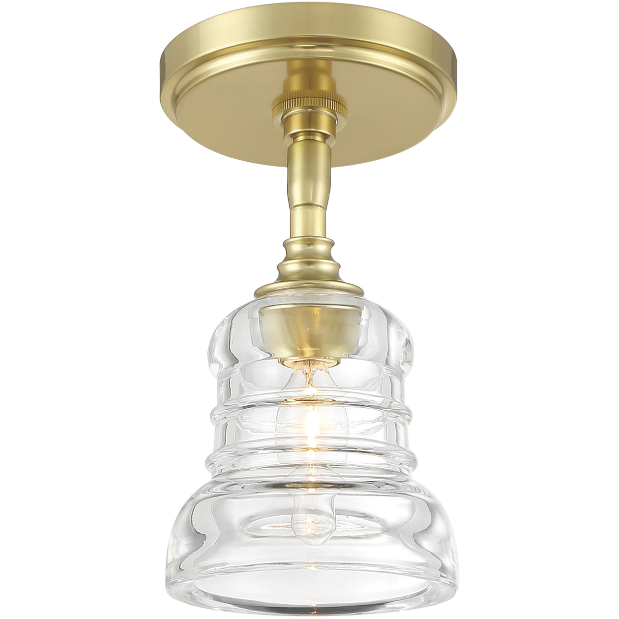 Gregory 1 Light 5 inch Aged Brass Semi Flush Ceiling Light