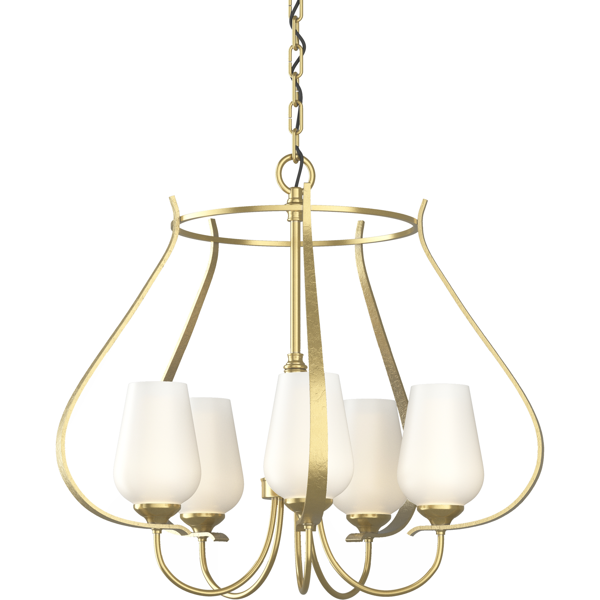 Flora 5 Light 22.2 inch Modern Brass Chandelier Ceiling Light in Opal
