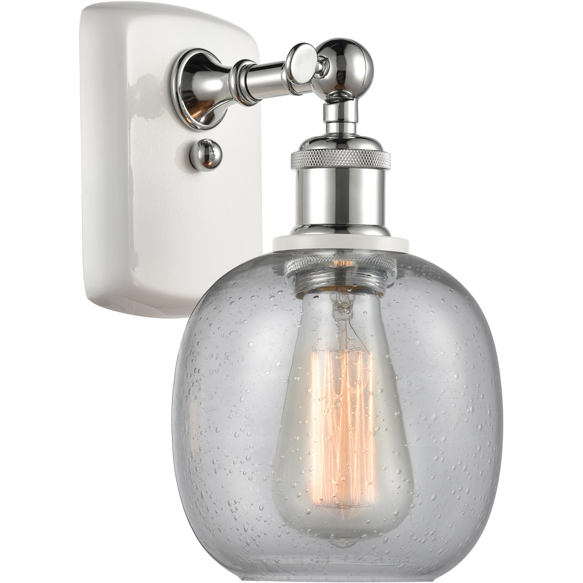 Ballston Belfast LED 6 inch White and Polished Chrome Sconce Wall Light in Seedy Glass, Ballston