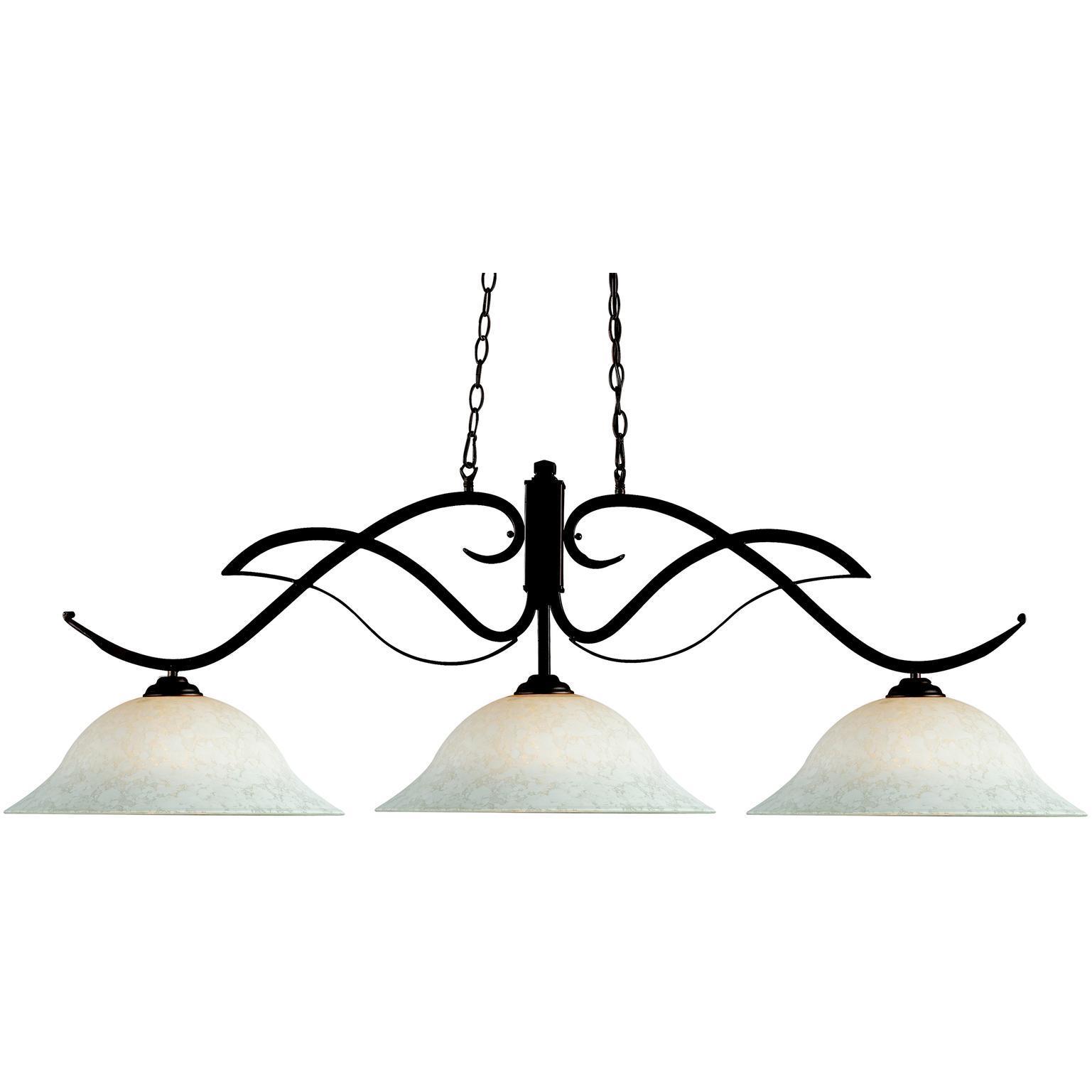 Phoenix 3 Light 54 inch Bronze Billiard Ceiling Light in White Mottle Glass