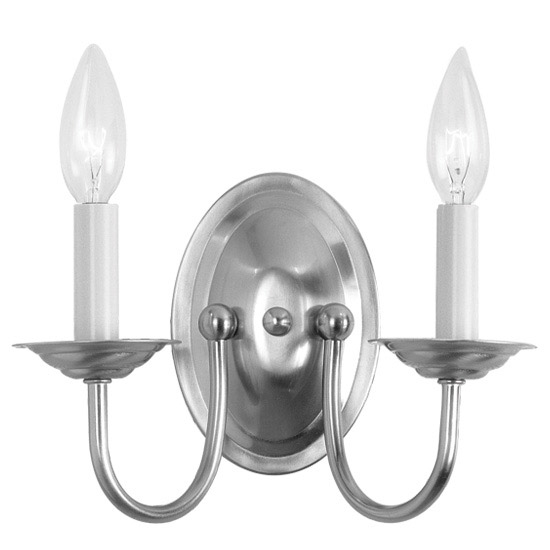 Home Basics 2 Light 10 inch Brushed Nickel Wall Sconce Wall Light