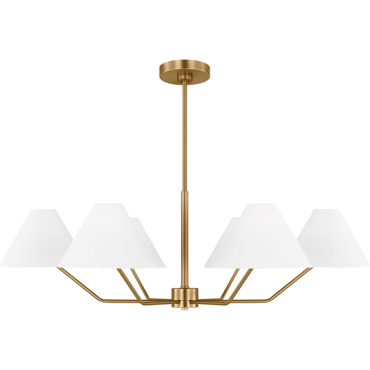 Drew & Jonathan Burke 6 Light 38 inch Satin Brass Chandelier Ceiling Light