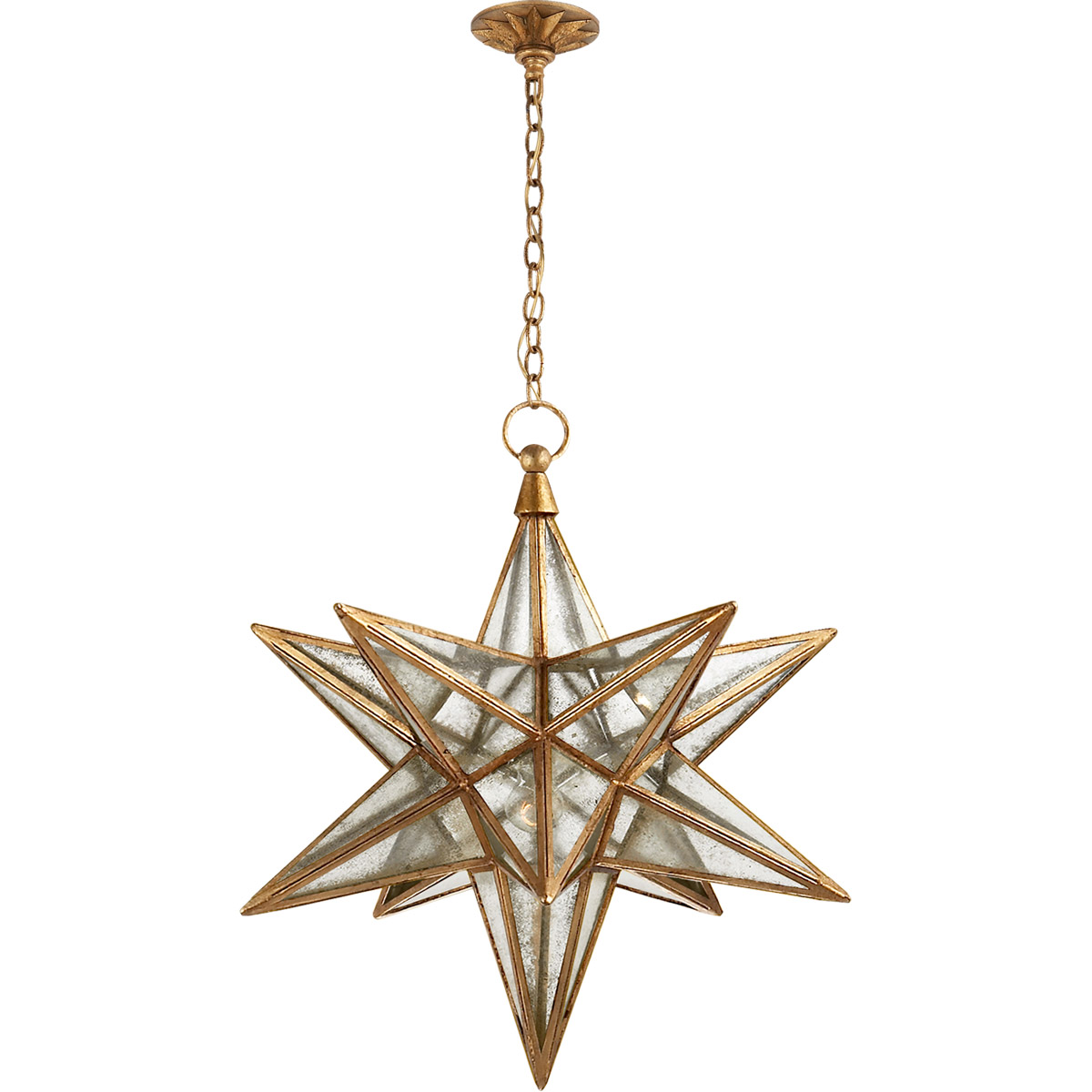Chapman & Myers Moravian Star 1 Light 30 inch Gilded Iron Star Lantern Pendant Ceiling Light, Large