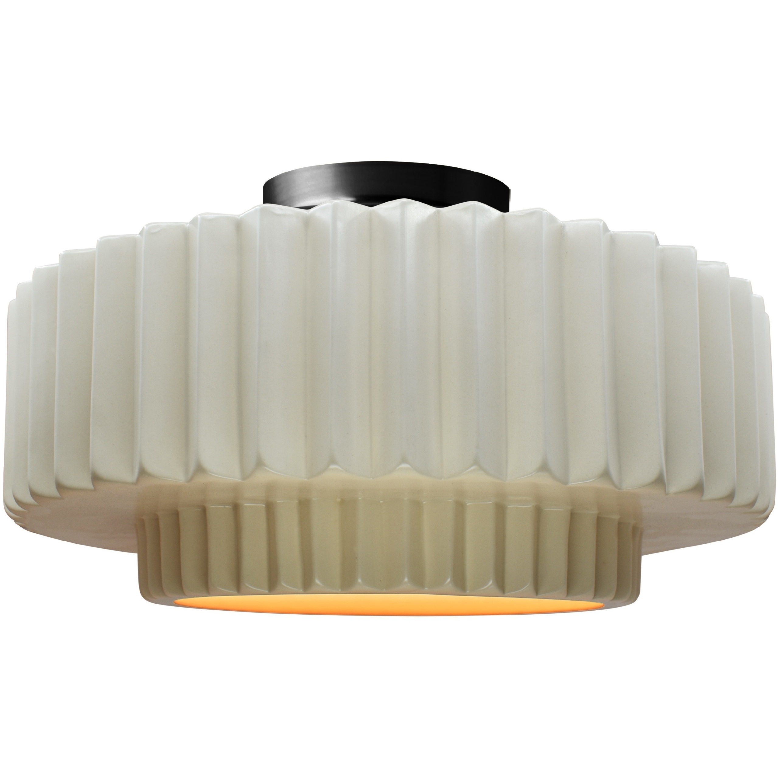 Radiance Collection - Pleated Tier LED 14.5 inch Matte White and Champagne Gold and Matte Black Semi-Flush Ceiling Light in Dedicated LED, Matte White/Champagne Gold, 14.5W x 7.25H, Form+Finish+Function