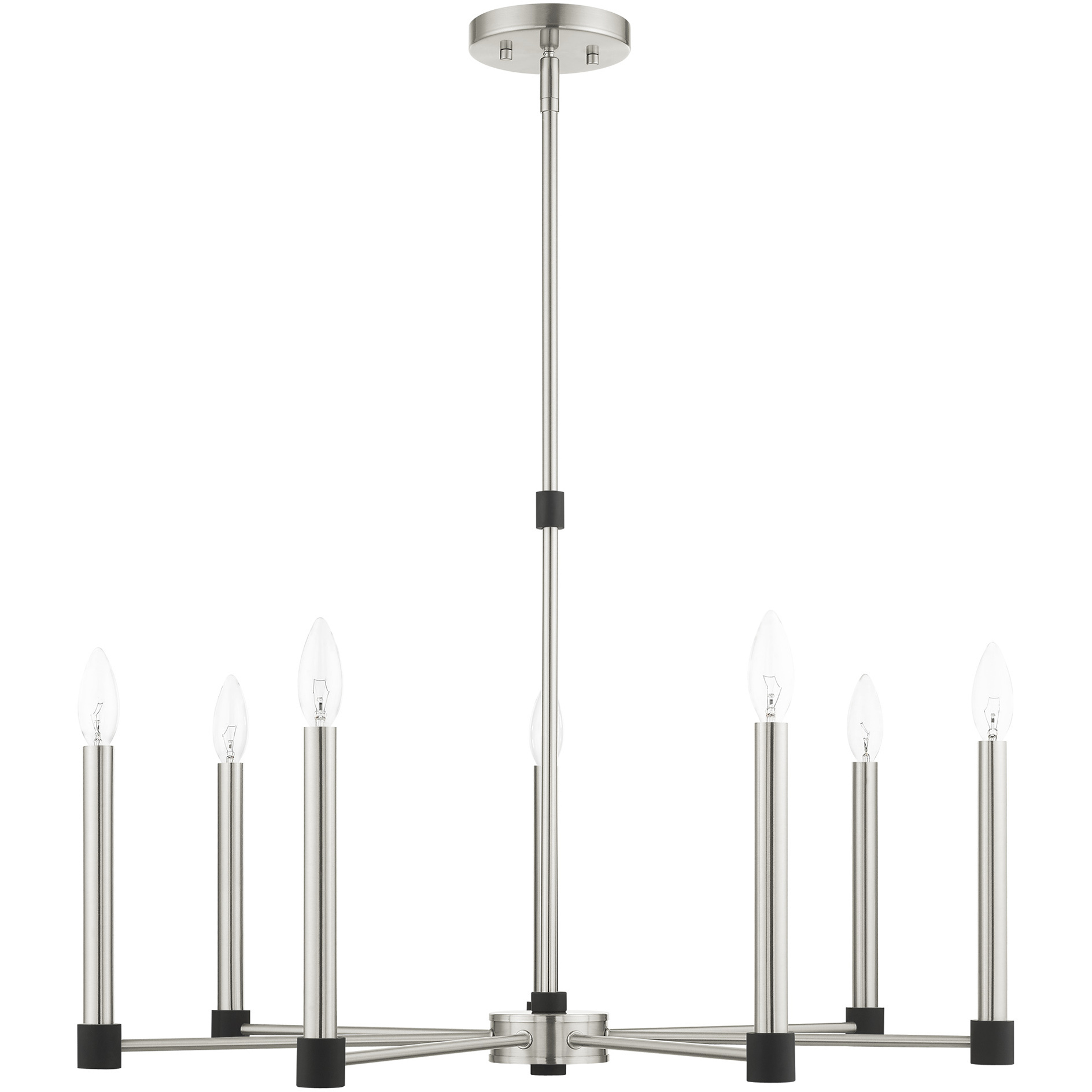 Karlstad 7 Light 28 inch Brushed Nickel with Satin Brass Accents Chandelier Ceiling Light