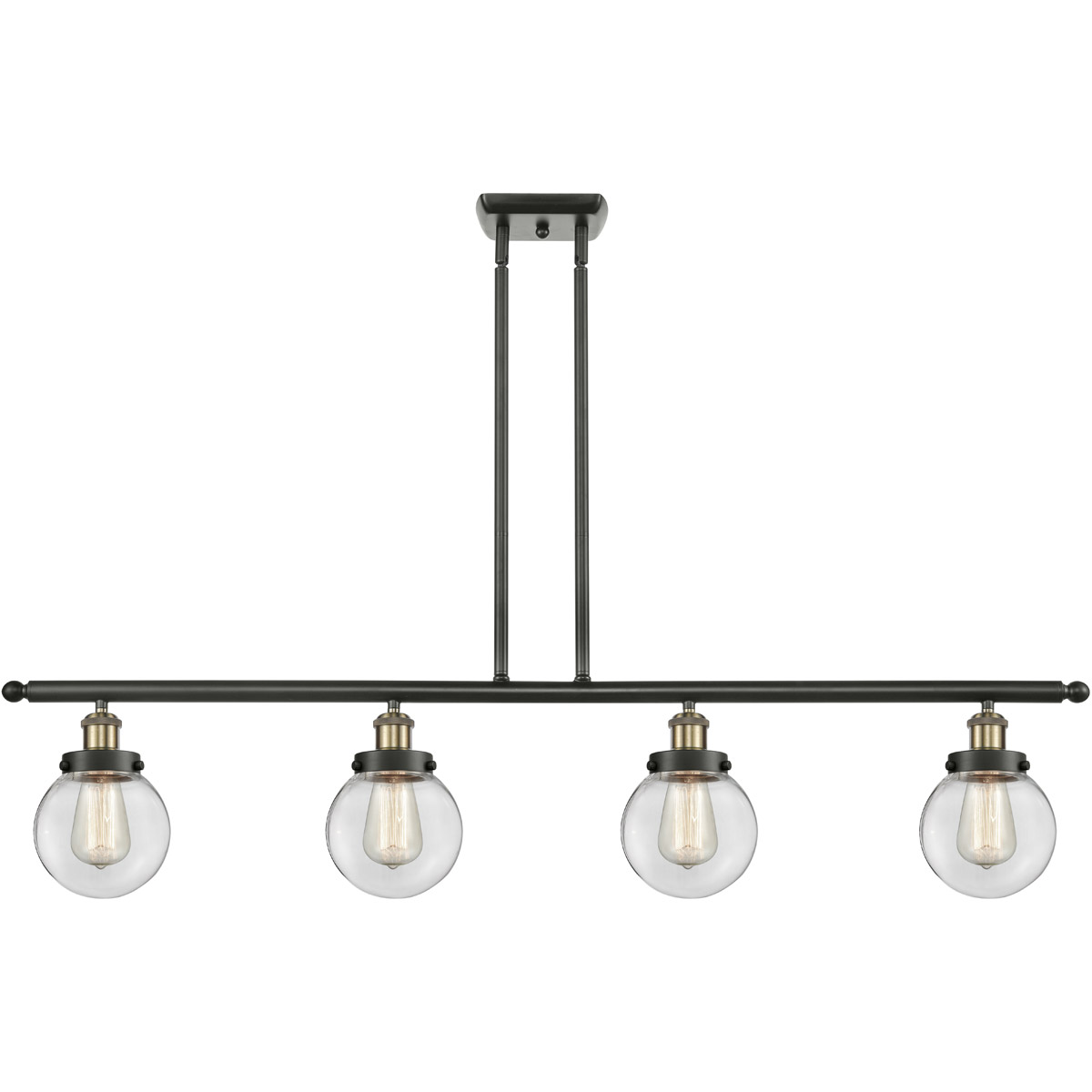 Ballston Beacon LED 48 inch Black Antique Brass Island Light Ceiling Light in Clear Glass