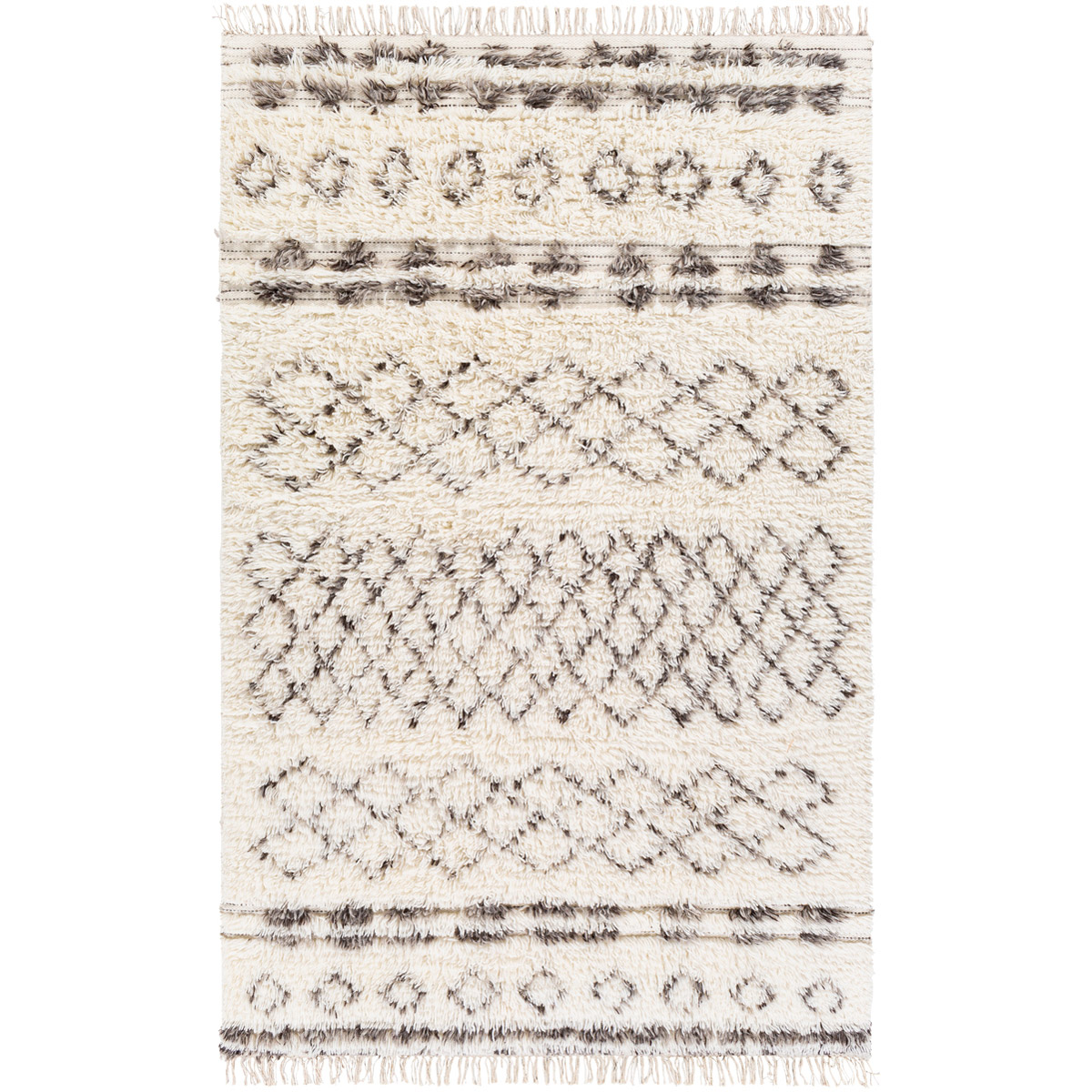 Tulum 90 X 60 inch Cream/Medium Gray/Taupe/Dark Brown Rugs in 5 x 8, Rectangle