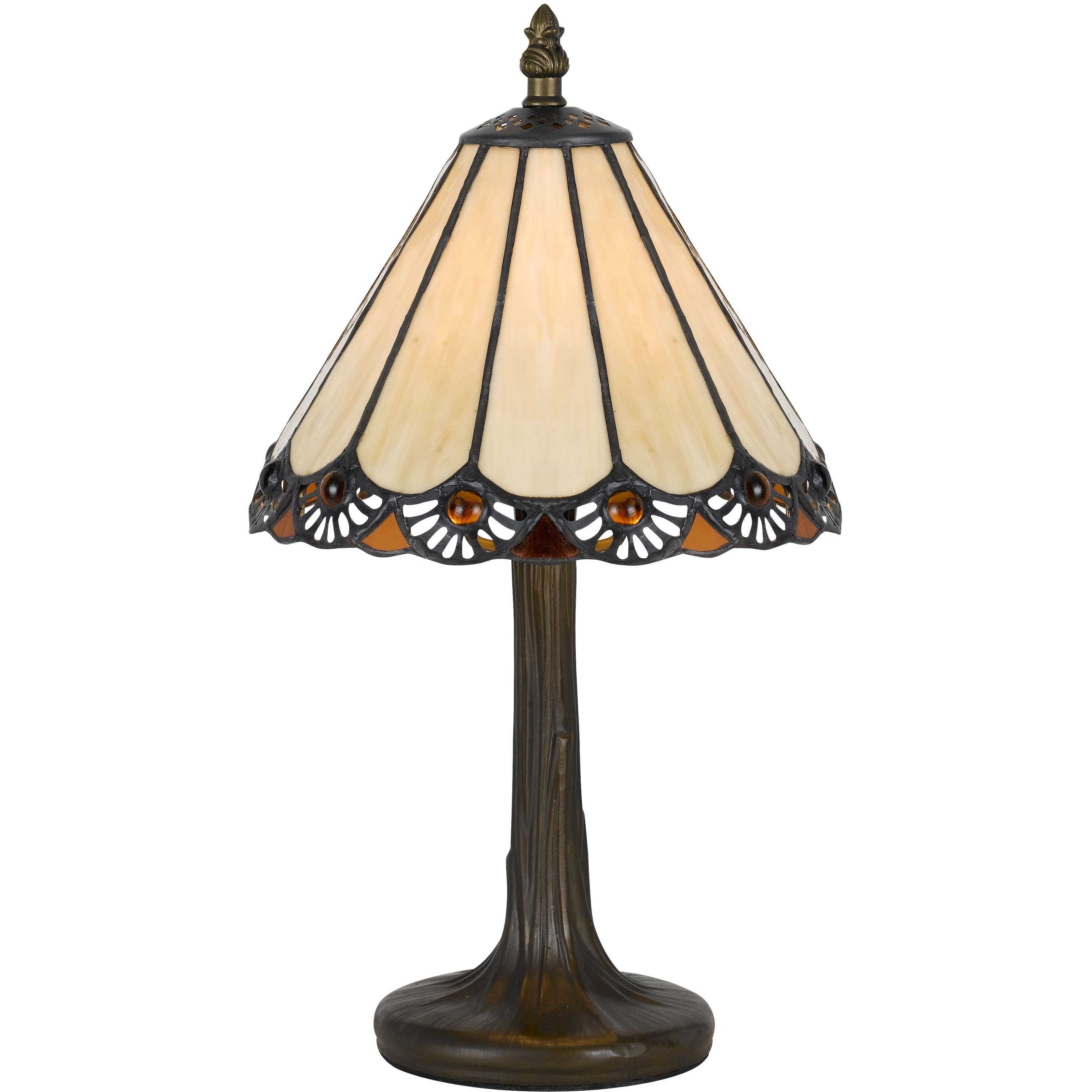 Tiffany 14 inch 40 watt Antique Brass Accent Table Lamp Portable Light