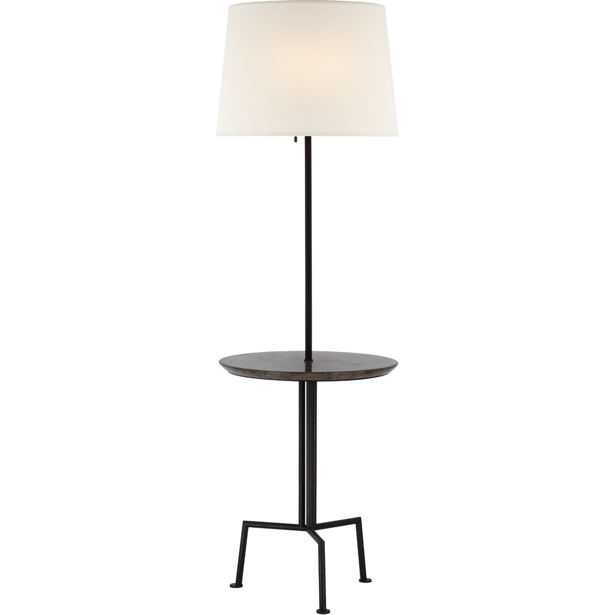 Kelly Wearstler Tavlian 65 inch 15 watt Aged Iron and Gray Marble Tray Table Floor Lamp Portable Light, Large