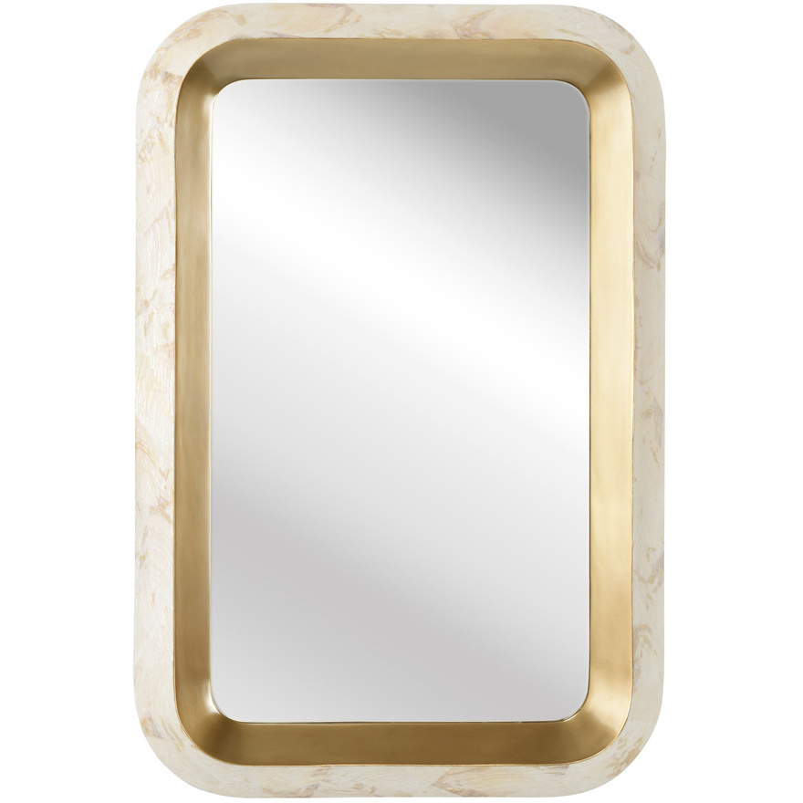 Shellebrations 42 X 28 inch Gold and White/Cream Mirror