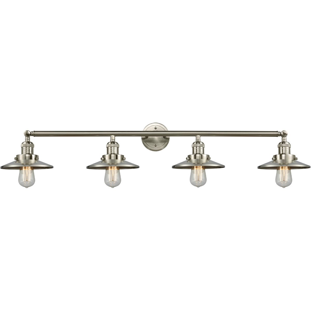 Franklin Restoration Railroad 4 Light 44 inch Brushed Satin Nickel Bath Vanity Light Wall Light, Franklin Restoration