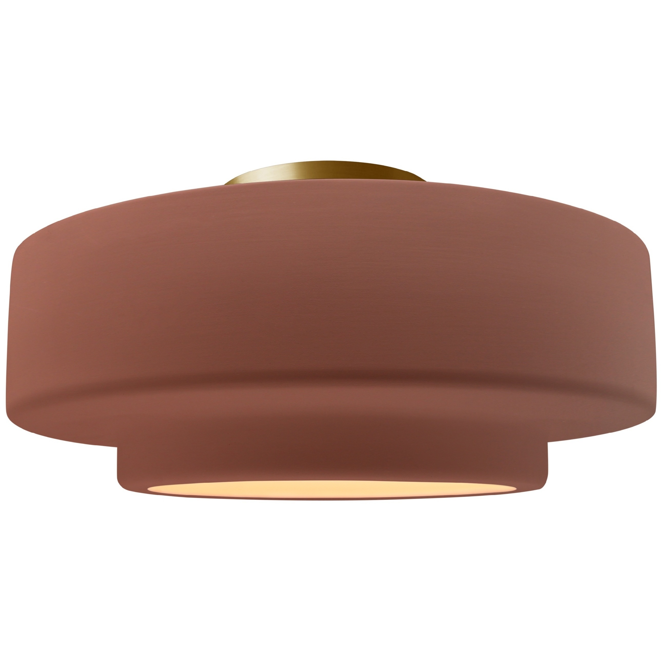 Radiance Collection - Tier LED 14.5 inch Canyon Clay and Brushed Brass Semi-Flush Ceiling Light in Dedicated LED, 14.5W x 7.25H, Form+Finish+Function