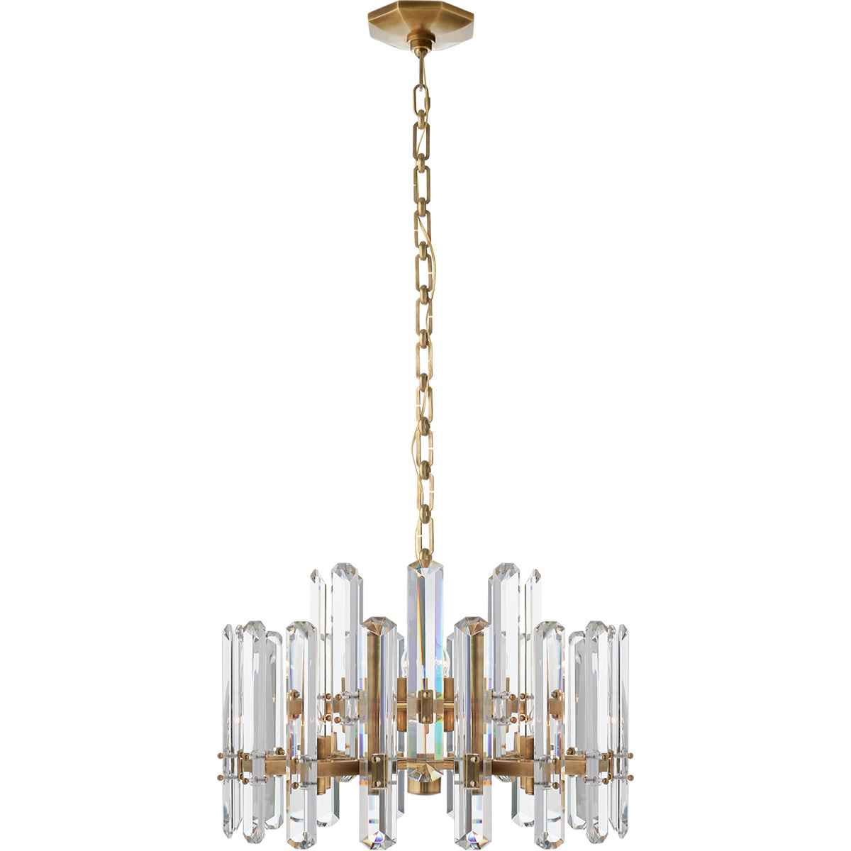 AERIN Bonnington 12 Light 24.25 inch Hand-Rubbed Antique Brass Chandelier Ceiling Light in Crystal