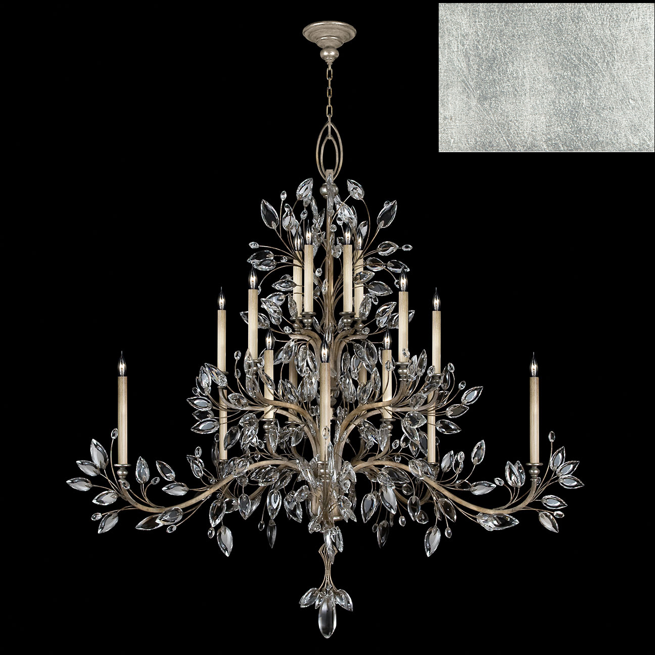 Crystal Laurel 20 Light 75 inch Silver Chandelier Ceiling Light