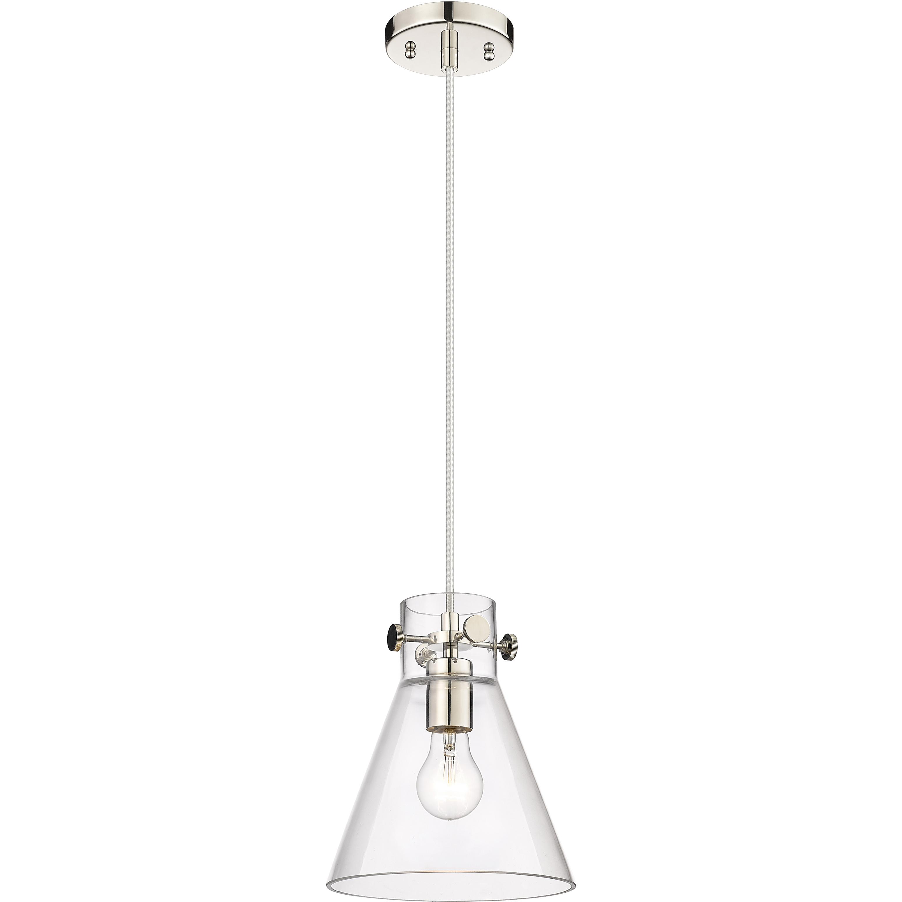 Downtown Urban Newton Cone 1 Light 8 inch Polished Nickel Pendant Ceiling Light in Clear