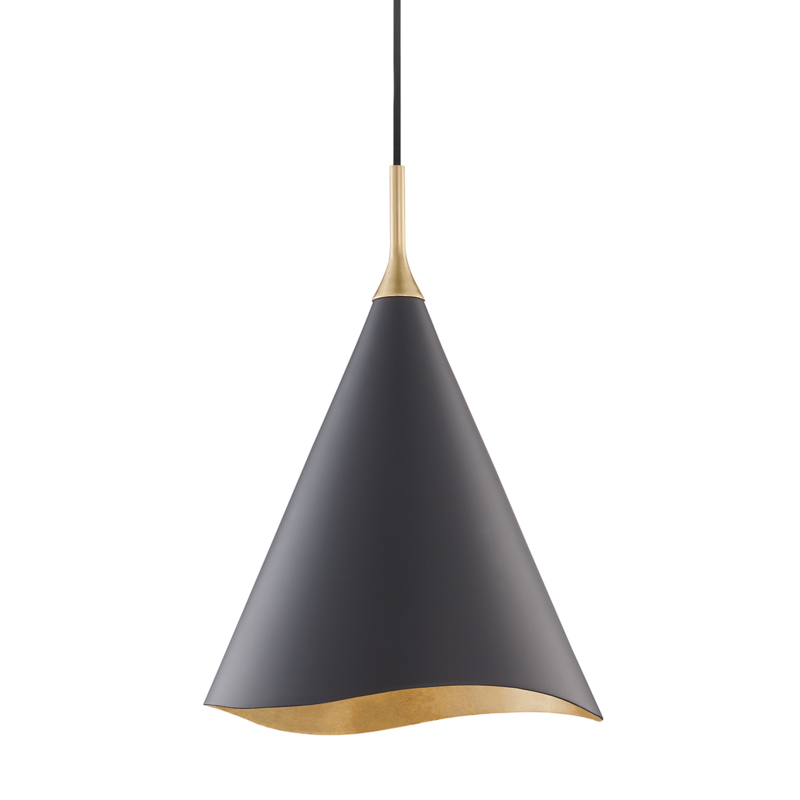 Martini 1 Light 13 inch Gold Leaf / Black Pendant Ceiling Light
