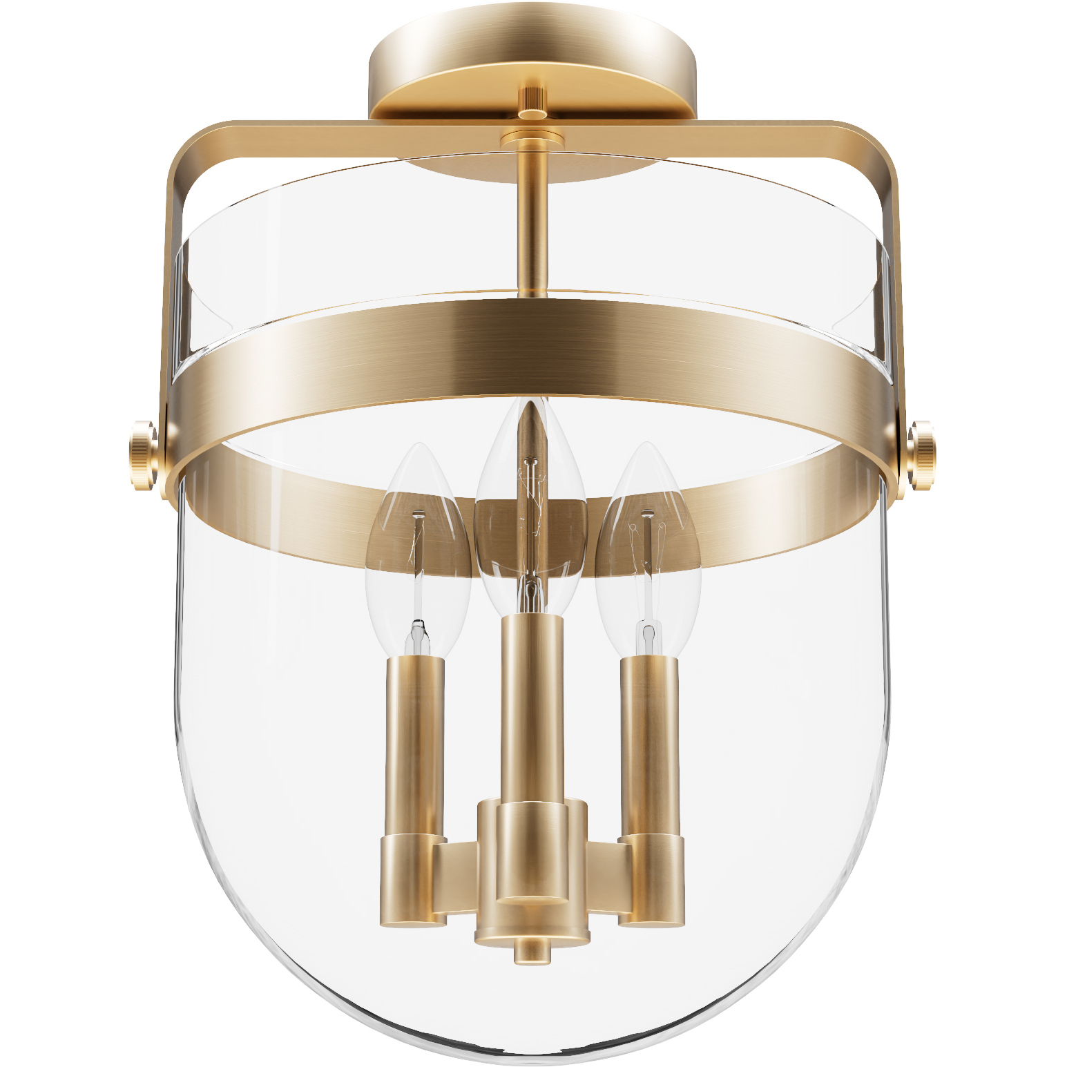 Karloff 3 Light 11.75 inch Alturas Gold Semi-Flush Mount Ceiling Light