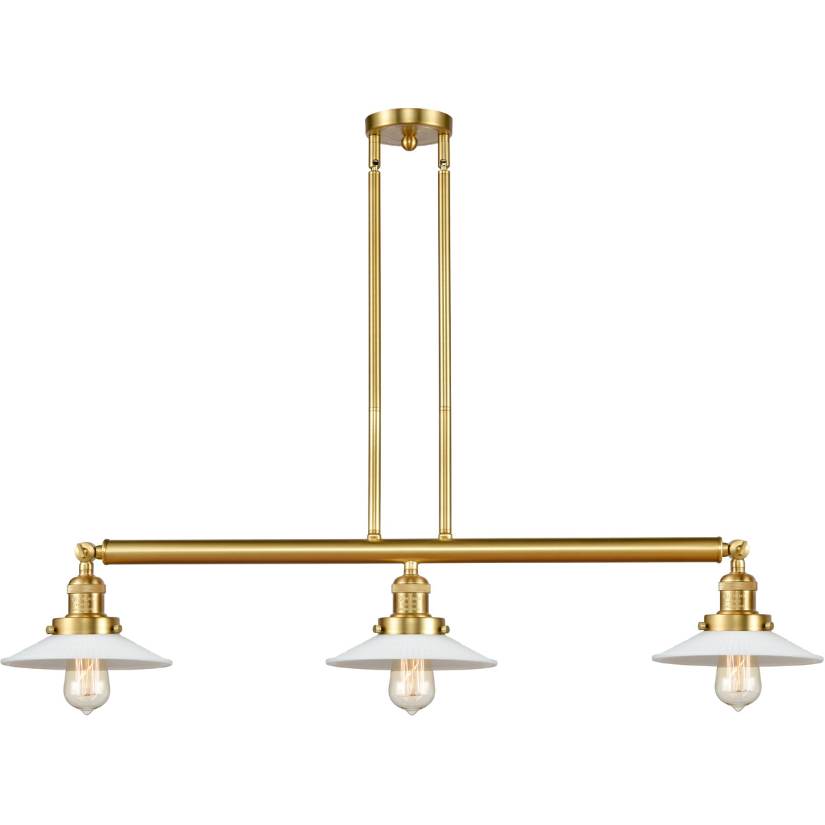Franklin Restoration Halophane LED 41 inch Polished Nickel Island Light Ceiling Light in Matte White Halophane Glass, Franklin Restoration