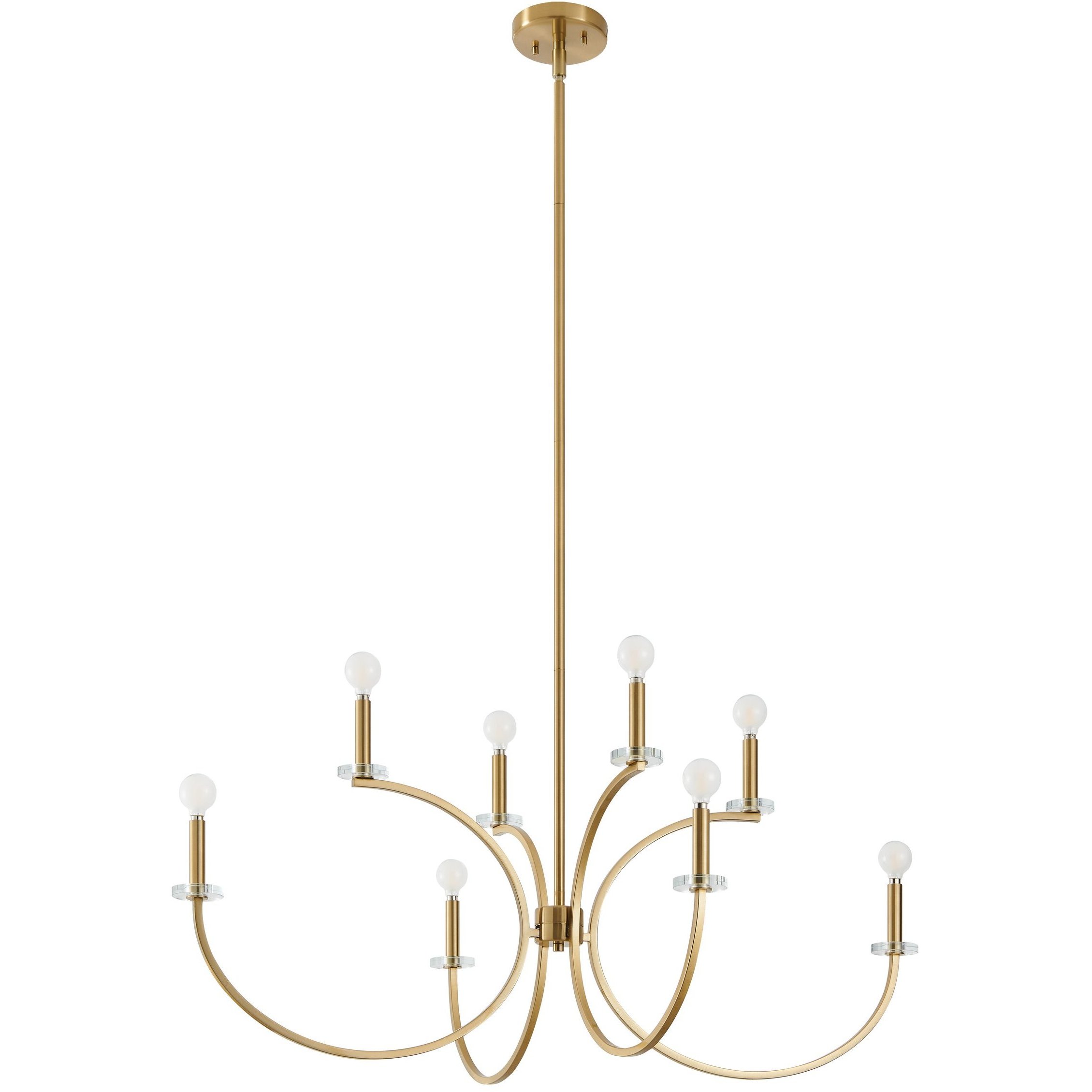 Florian 8 Light 36 inch Brushed Gold and Clear Chandelier Ceiling Light