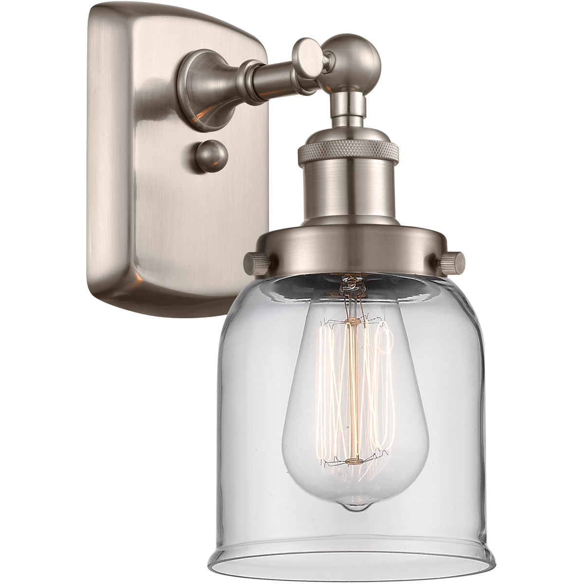 Innovations Lighting 916-1W-SN-G52-LED Ballston Small Bell LED inch  Brushed Satin Nickel Sconce Wall Light in Clear Glass, Ballston